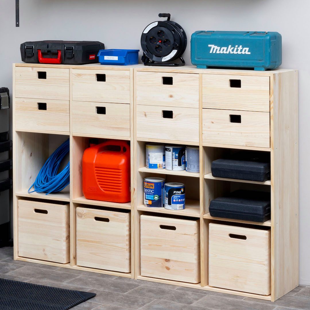 Astigarraga Kit Line Schublade Einbauschubladen für Würfelregal-Serie "Dinamic", Vollholz Schubladen, Passt genau in Dinamic-Würfelmodule