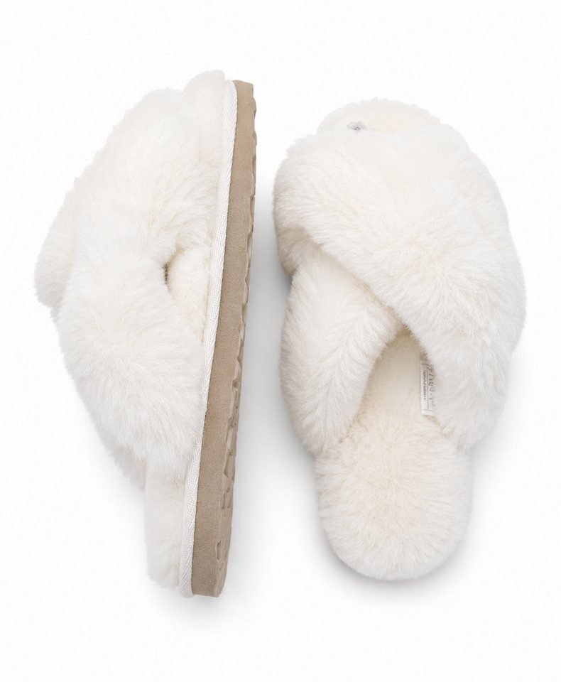 LIRA Deko Damen Pantoffel Schlappen Crossover 100% australisches Schaffell Hausschuh Echtleder EVA Gummi Ledersohle robust