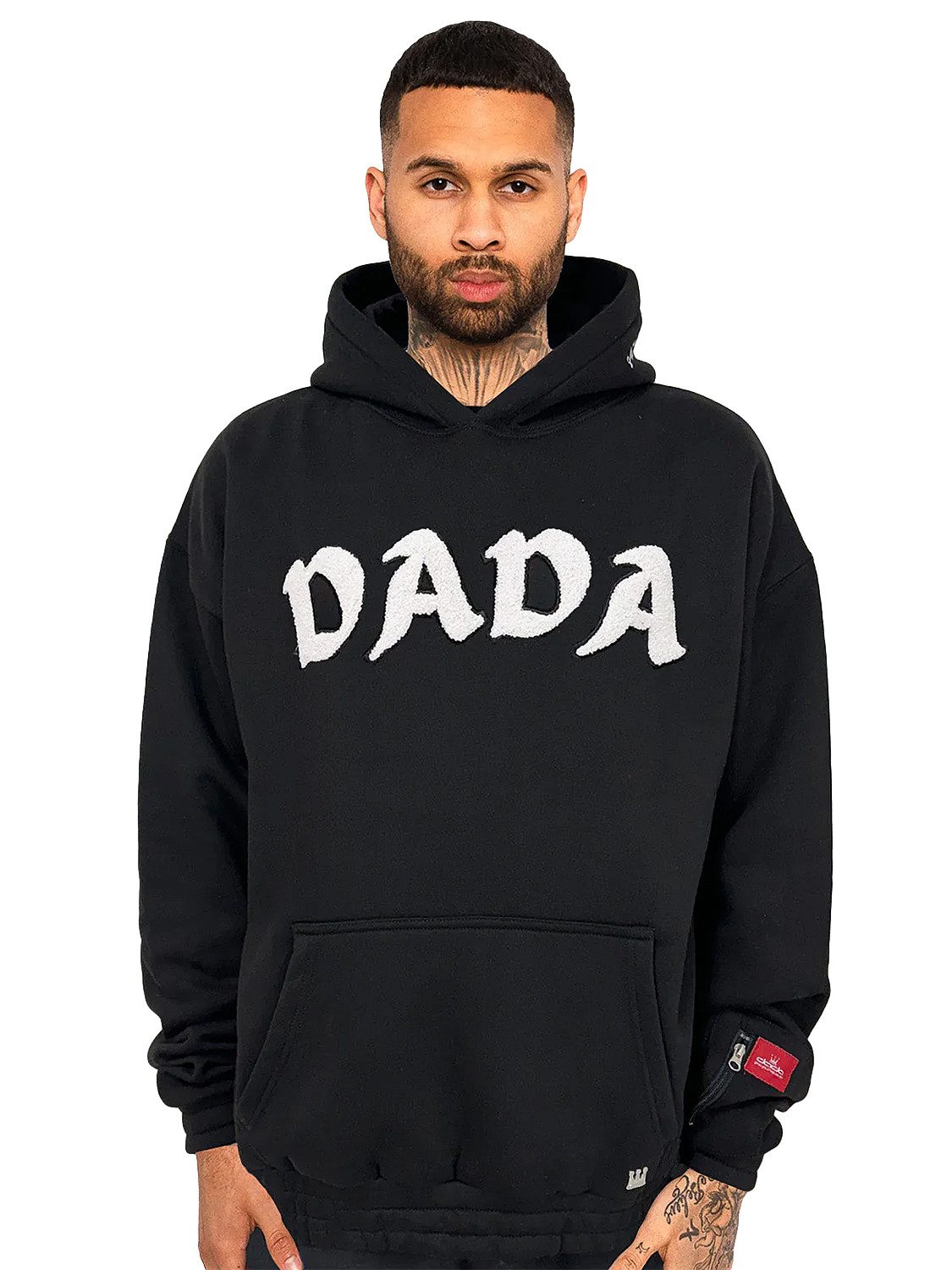 DADA Supreme Hoodie Oversize Passform mit Frottee-Print und Ärmeltasche Frotee Logo
