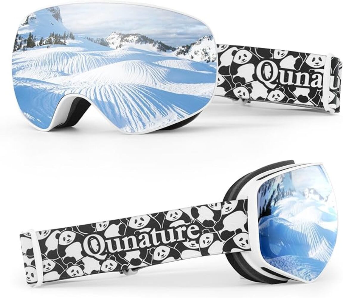ROCKBROS Skibrille Antibeschlag Winter-Schneebrille für Brillenträger, Panda-Design, Antibeschlag, UV-Schutz