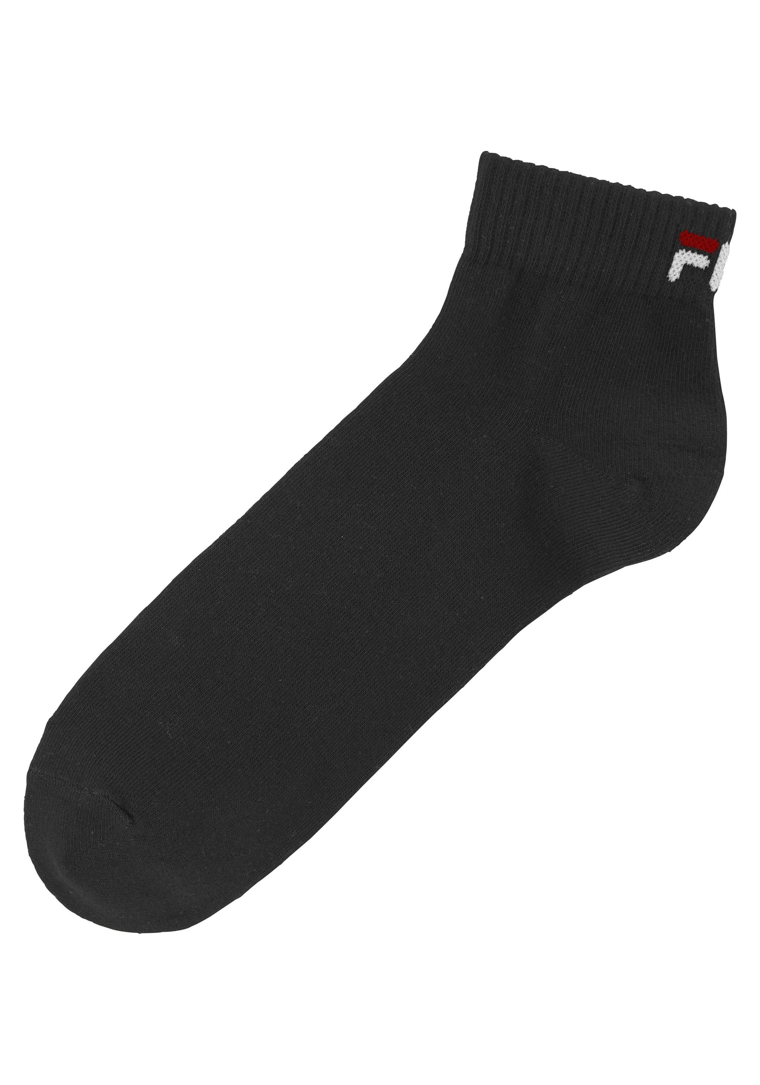 (6-Paar) 2x mit Logo schwarz, 2x Fila weiß eingestricktem Kurzsocken grau-meliert, 2x