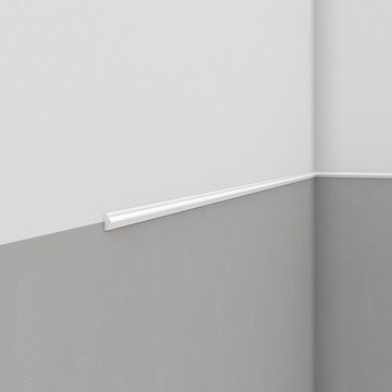 PROVISTON Zierleiste Polystyrol, 10 x 22 x 2000 mm, Weiß, Wandleiste