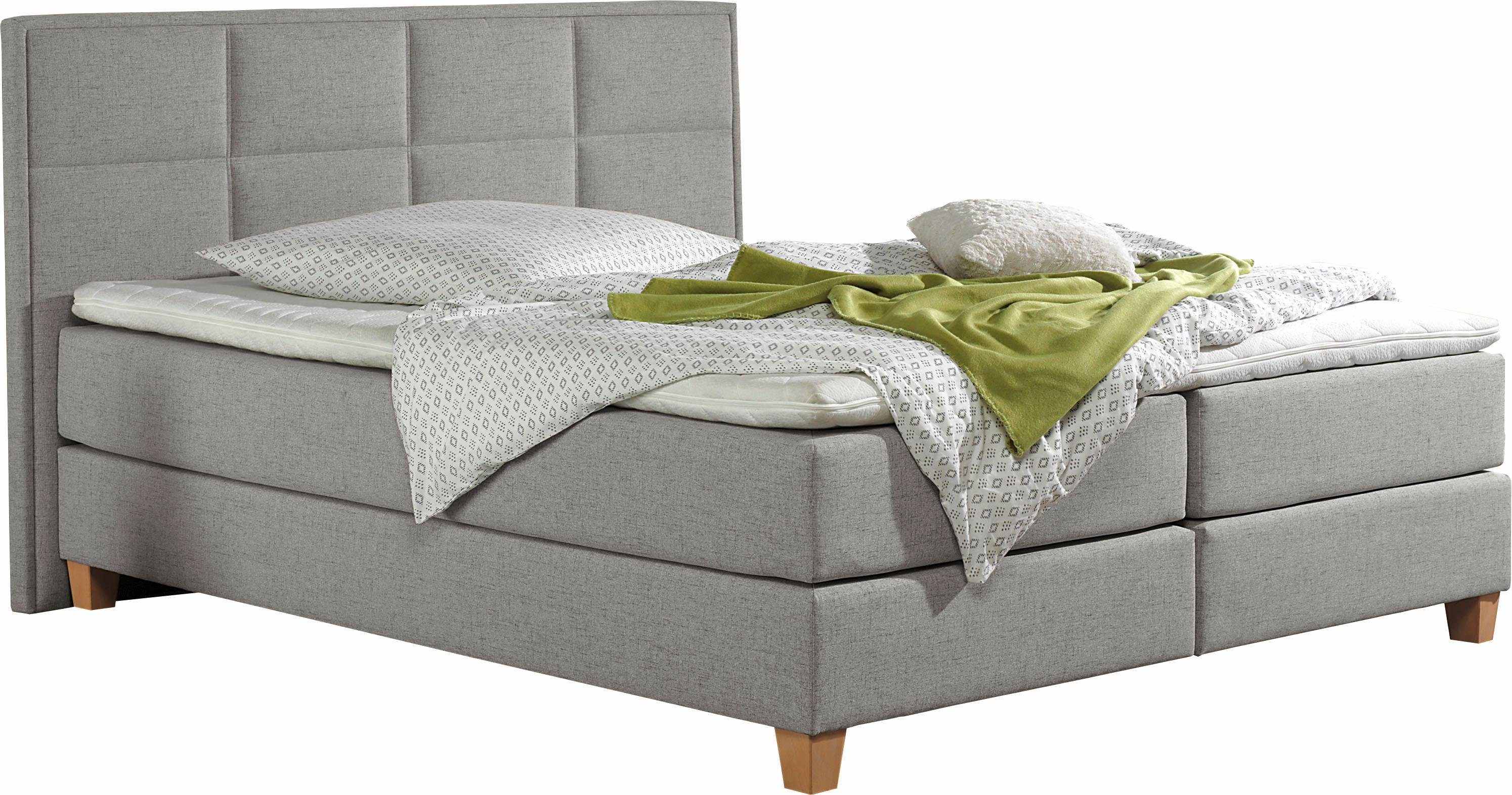 Home affaire Boxspringbett Casey, in 5 Breiten, 3 Ausführungen, 2 Härtegraden, Steppung, Topper