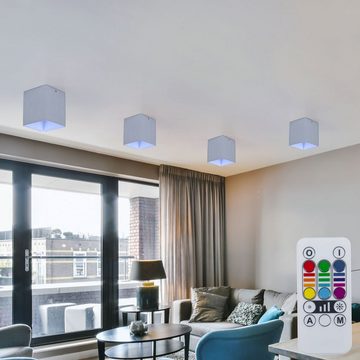 etc-shop LED Einbaustrahler, Leuchtmittel inklusive, Warmweiß, Farbwechsel, 2er Set Aufbau Decken Leuchte Wand Wohnraum Lampen