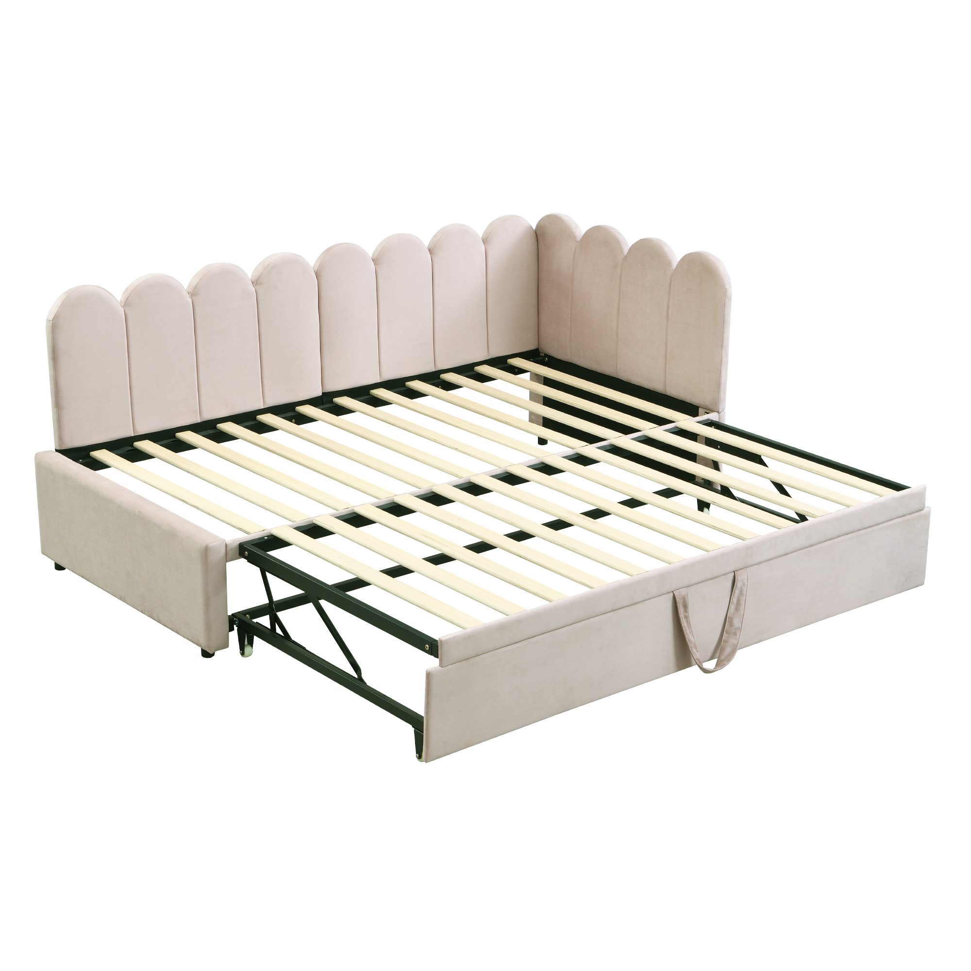 MODFU Schlafsofa Samt-Polsterbett, Kinderbett, L-Form mit Ausziehbett, 90/1 günstig online kaufen