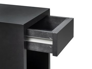 Woodek Design Nachttisch HUGO, Eleganter und Kompakter Nachtschrank mit Schublade (Ablagetisch aus schwarzer Birke, 1-St., Grifflose Nachtkommode), Hängende und Moderne Nachttischkonsole