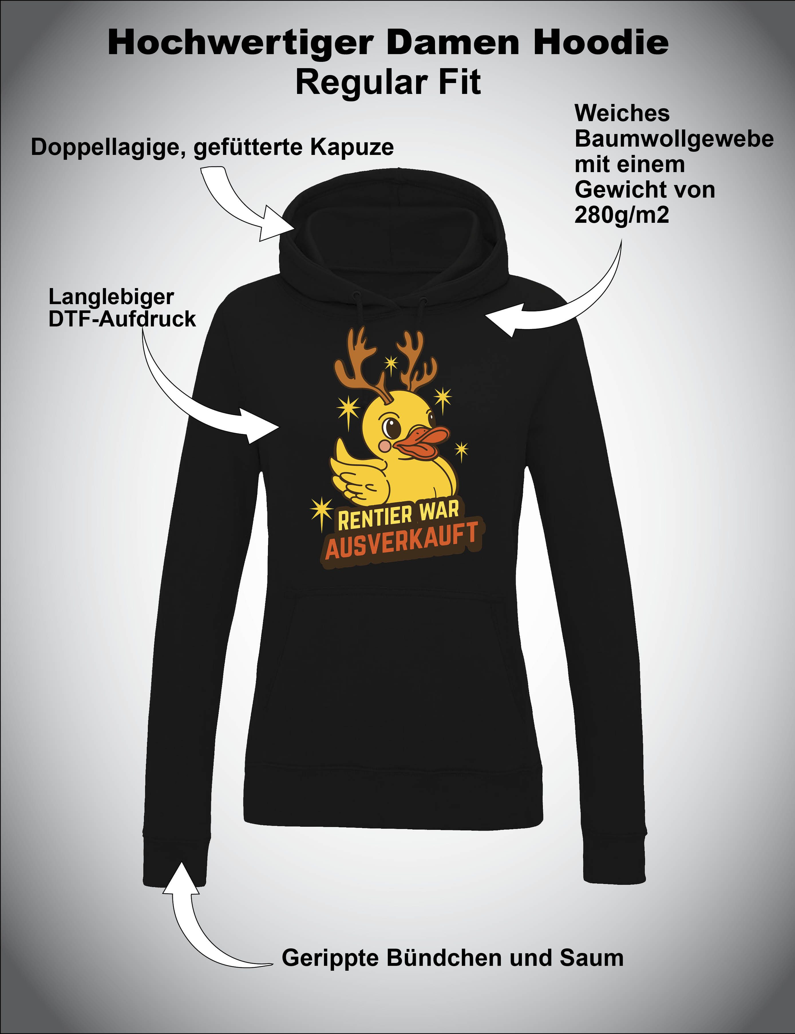 Youth Designz Kapuzenpullover "Rentier war Ausverkauft" Aufdruck Weinachten Damen Hoodie Geschenk mit lustigem Frontprint für Frauen – Bild 3 von 5