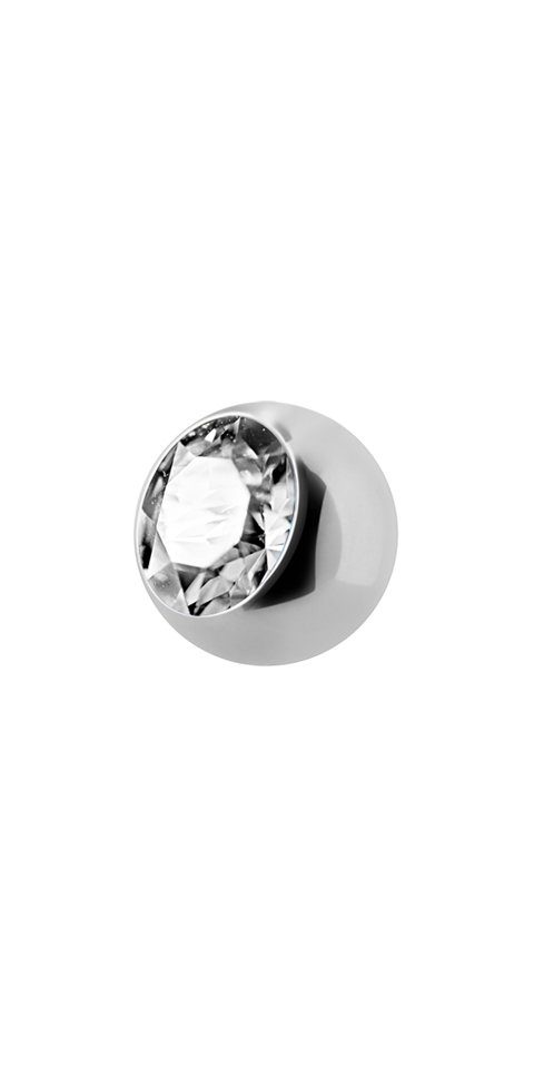 Bauchnabelpiercing Kugel Verschluss Aufsatz Piercing Edelstahl Großer Stein Stärke 1,6mm Größe 5mm - Weiss