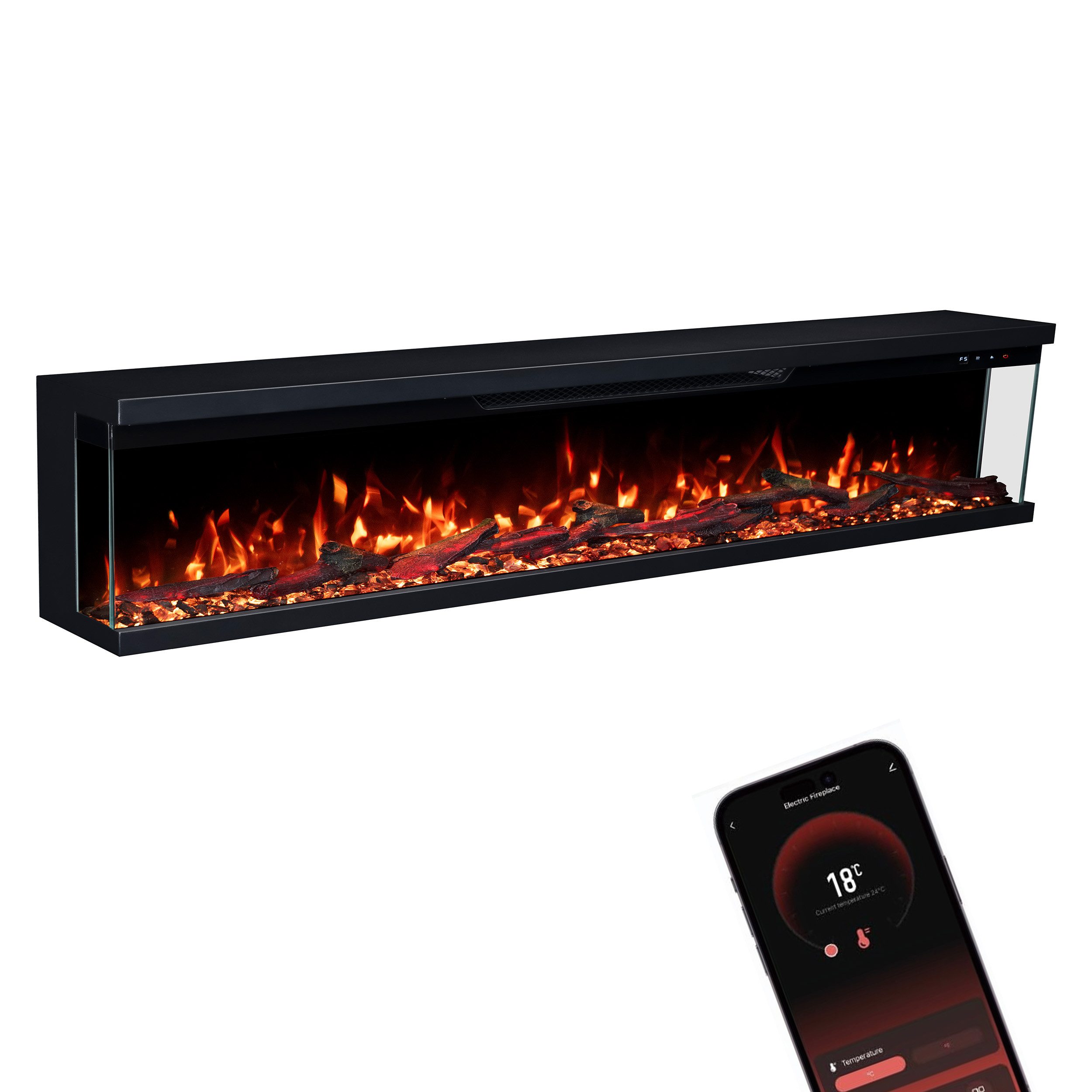 GLOW FIRE Elektrokamin Insert Wandkamin mit 3D Feuer und Heizung (Thermosta günstig online kaufen
