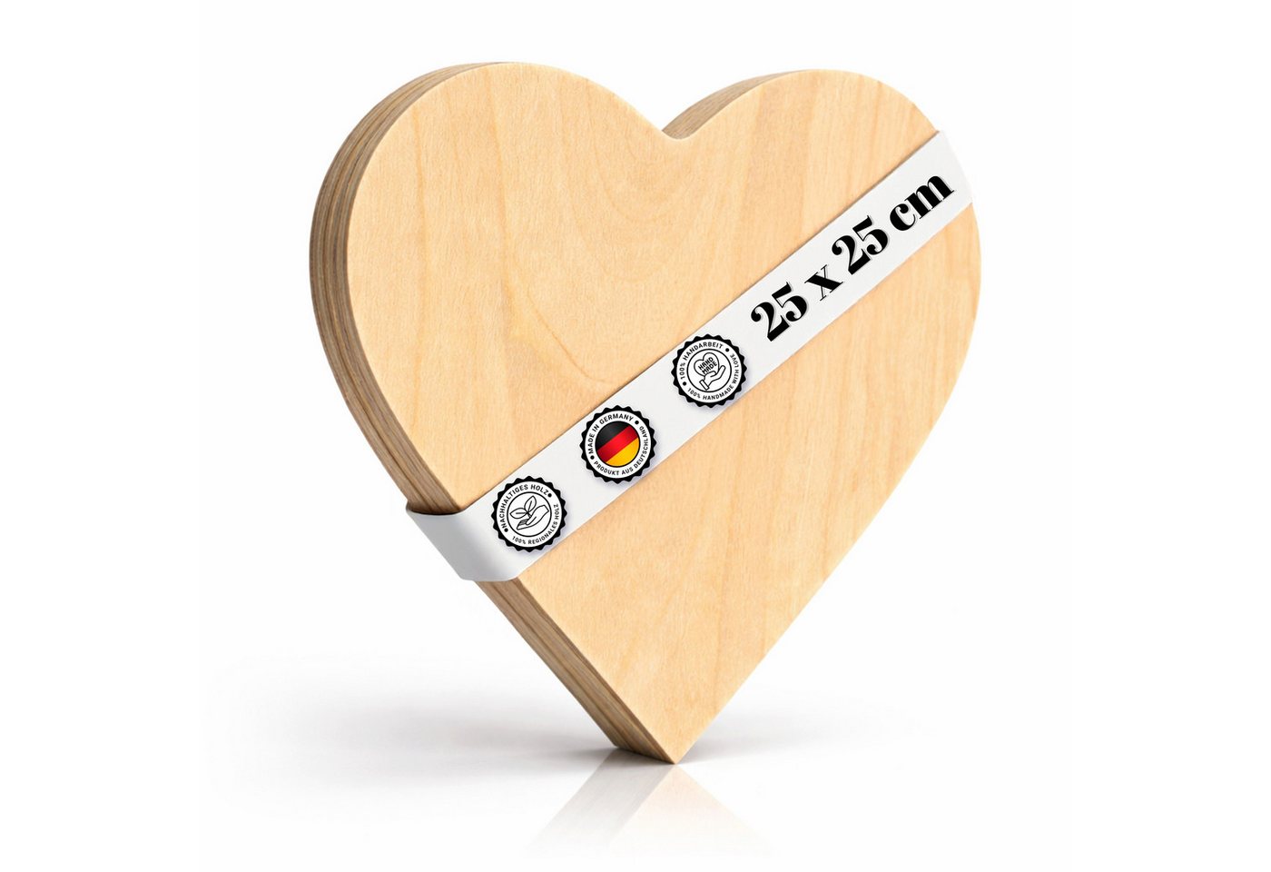 Kibun Wanddekoobjekt Holzherz 25x25 cm zum Beschriften & Bemalen XXL Holz Herz (Handemade aus Bayern), als Fensterdeko Hängend, Herz Deko & Verlobungsgeschenk