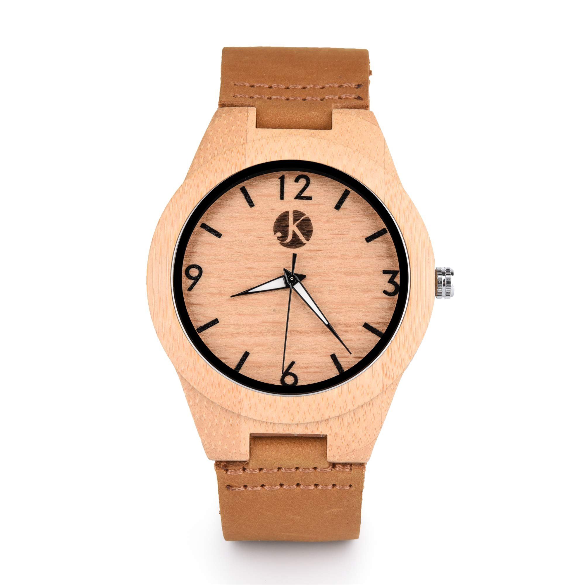 Kim Johanson Quarzuhr Classic Wood, aus Holz mit Lederarmband