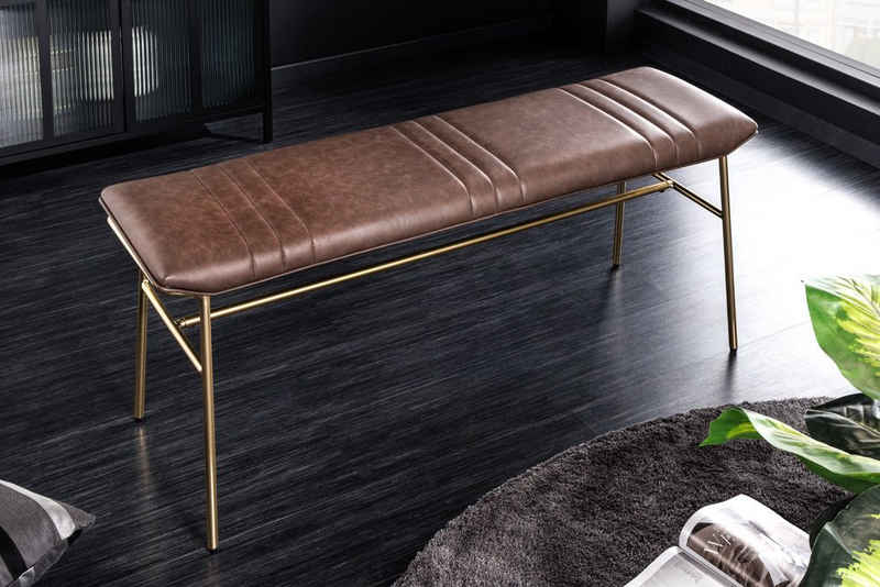 riess-ambiente Sitzbank »LOUNGER 120cm braun / gold« (1-St), Kunstleder · Metall · Polster · Esszimmer · Schlafzimmer · Flur