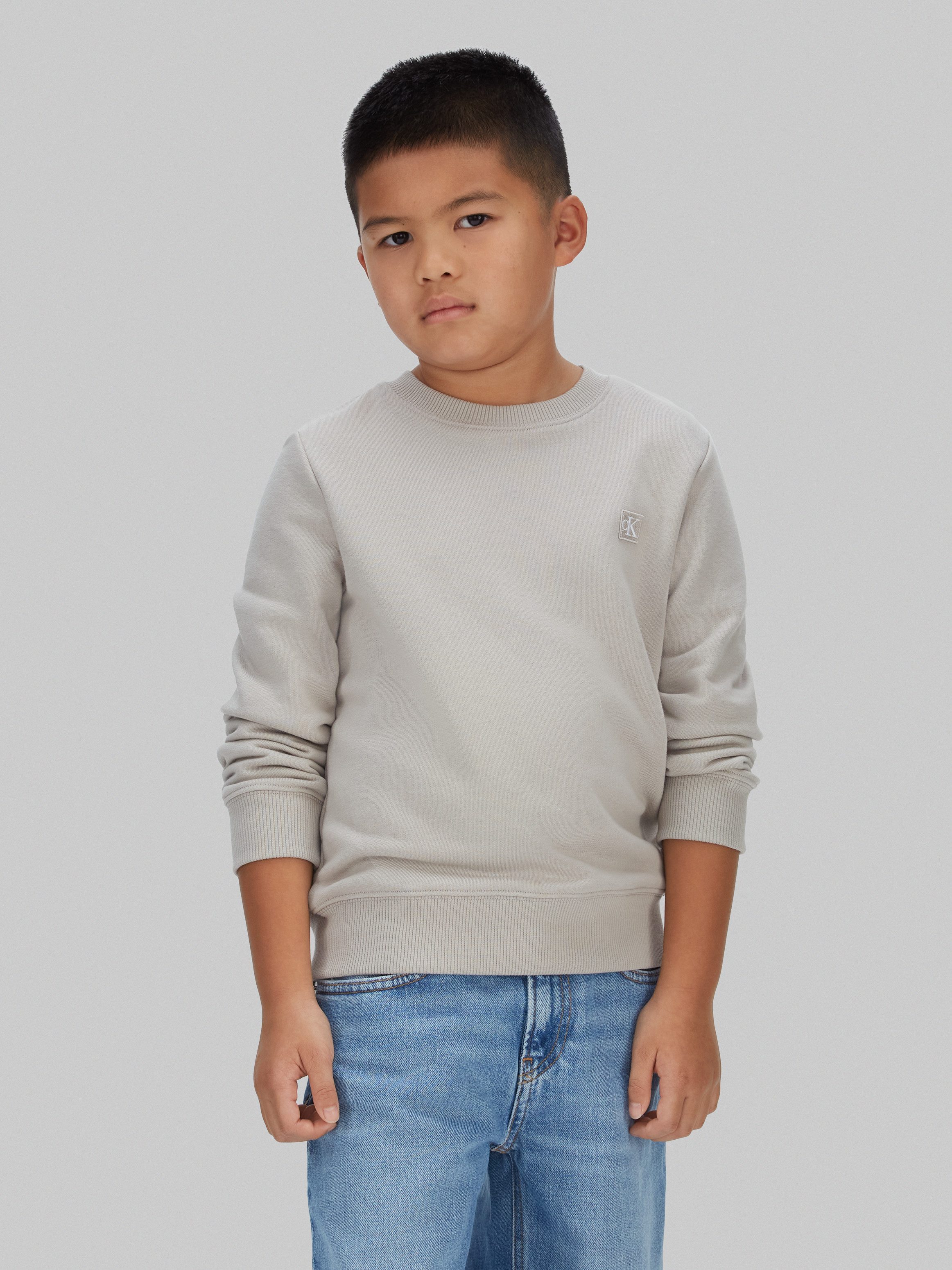 Calvin Klein Jeans Sweatshirt MONO MINI BADGE REG CN für Kinder bis 16 Jahre mit Logoschriftzug