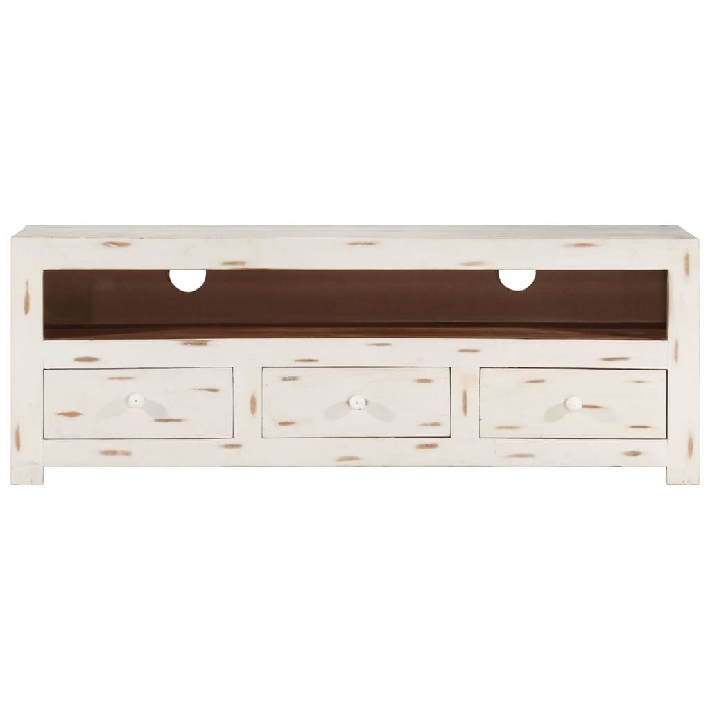 Vidaxl Tv-schrank Massivholz Akazie 110x30x40 Cm Weiß günstig online kaufen