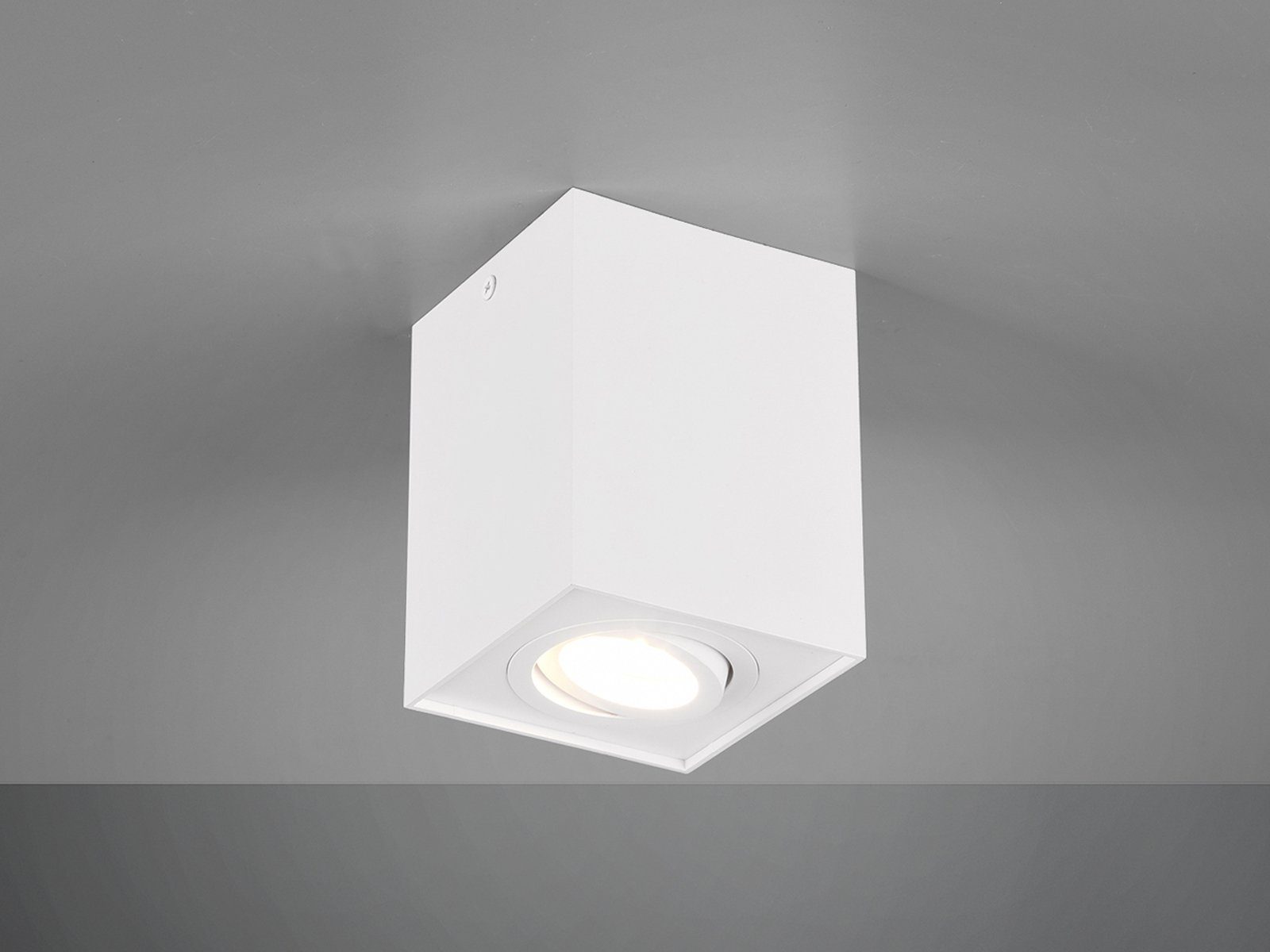 meineWunschleuchte LED Weiß H: kleiner Deckenstrahler, Aufputz Dimmfunktion, Strahler LED innen, Warmweiß, Aufbau-Spot 12cm Treppenhaus, wechselbar