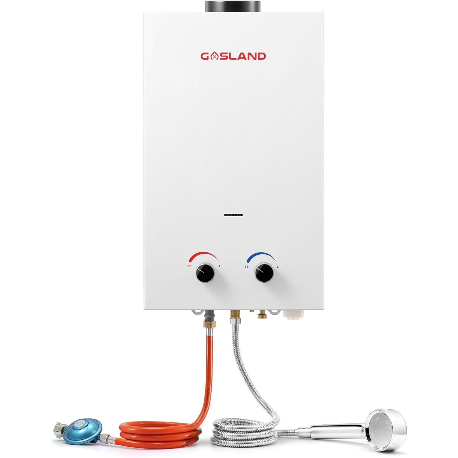 GASLAND Durchlauferhitzer BS264 10L 50mbar Tankless Gasdurchlauferhitzer, Tragbare Gas-Wasserheizung mit Griff, LPG für Camping & Stall