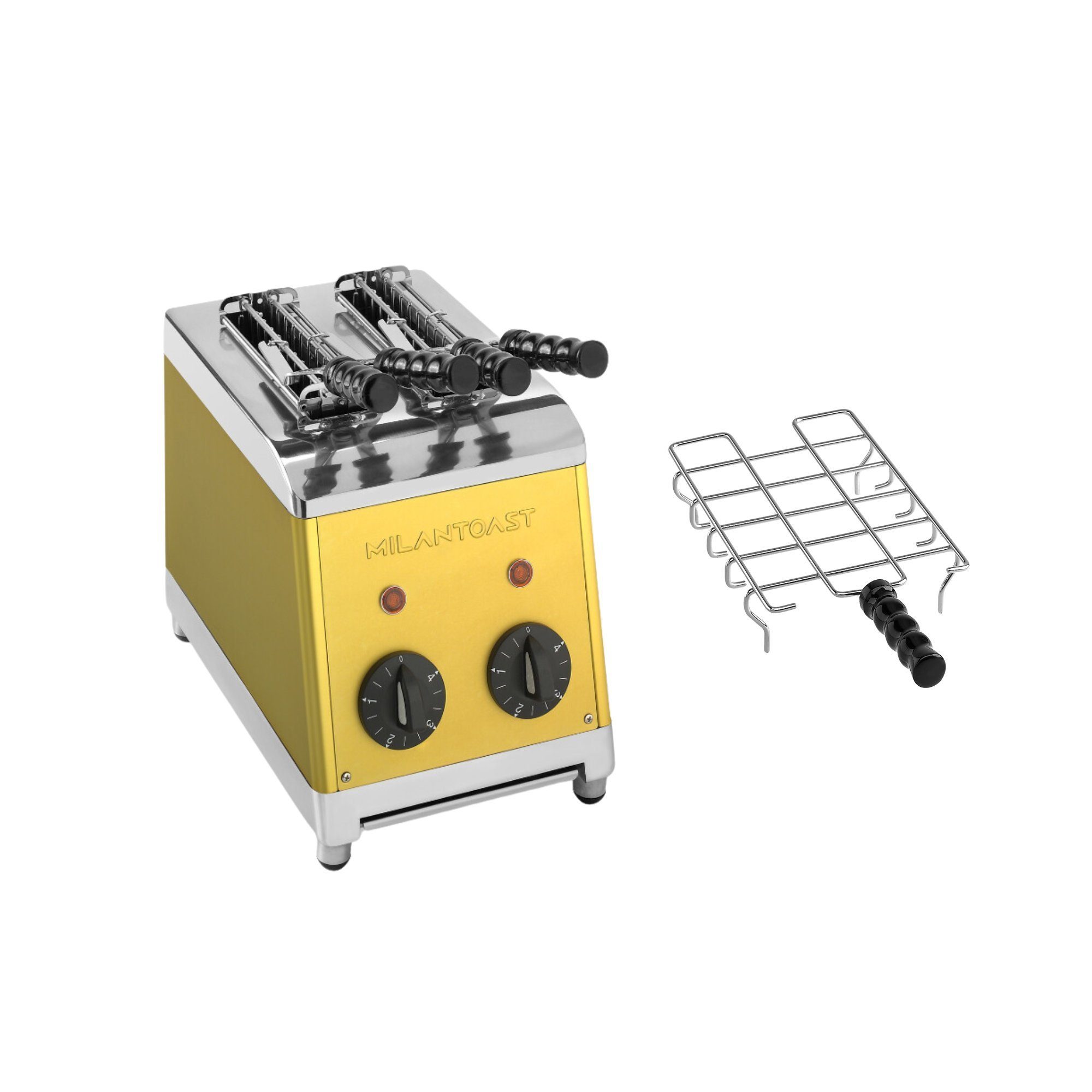 MILANTOAST Toaster Milantoast 2-er Toaster mit Zangen mit Brötchenaufsatz