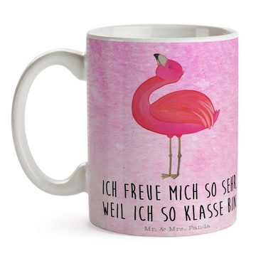 Mr. & Mrs. Panda Tasse Flamingo Stolz - Aquarell Pink - Geschenk, Tasse, Selbstliebe, Porzel, Keramik, Einzigartiges Botschaft