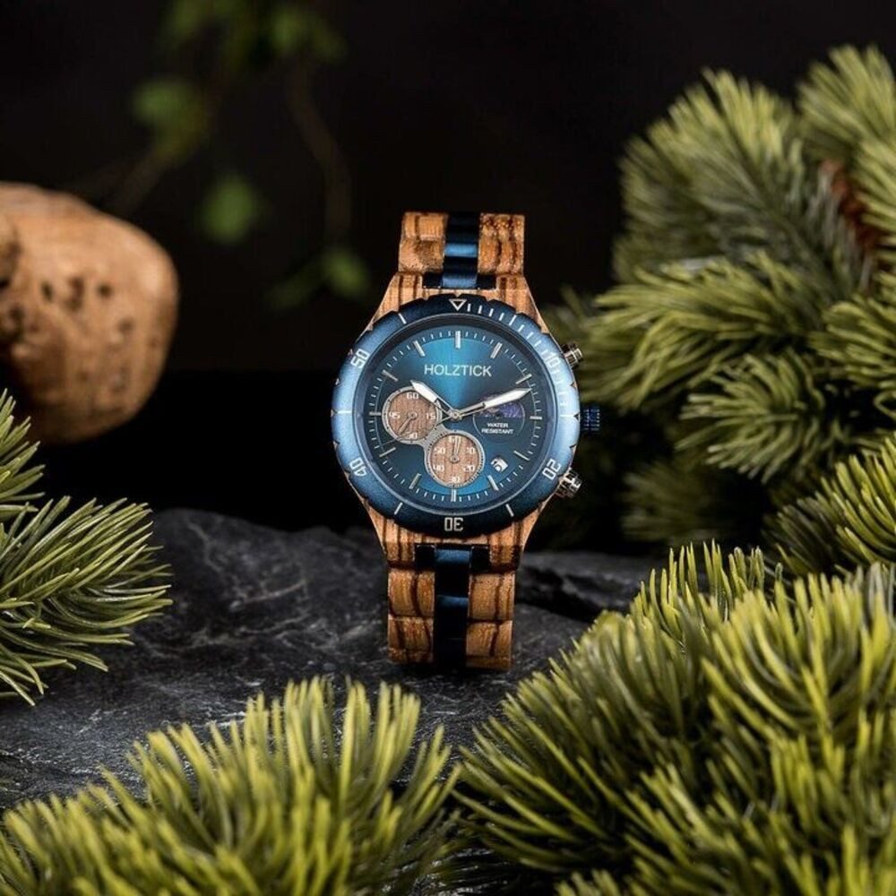 Holztick Bavaria Chronograph Enzian ENZIAN, handgefertigt aus Zebranoholz günstig online kaufen