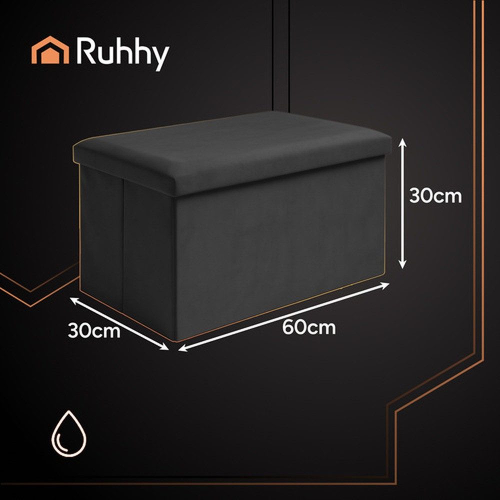 Ruhhy Pouf Hocker Sitzbox Samtpouf (Spar-Set, 1-St., platzsparend), Eleganter Samtpouf mit 54 l Stauraum, ideal für Decken