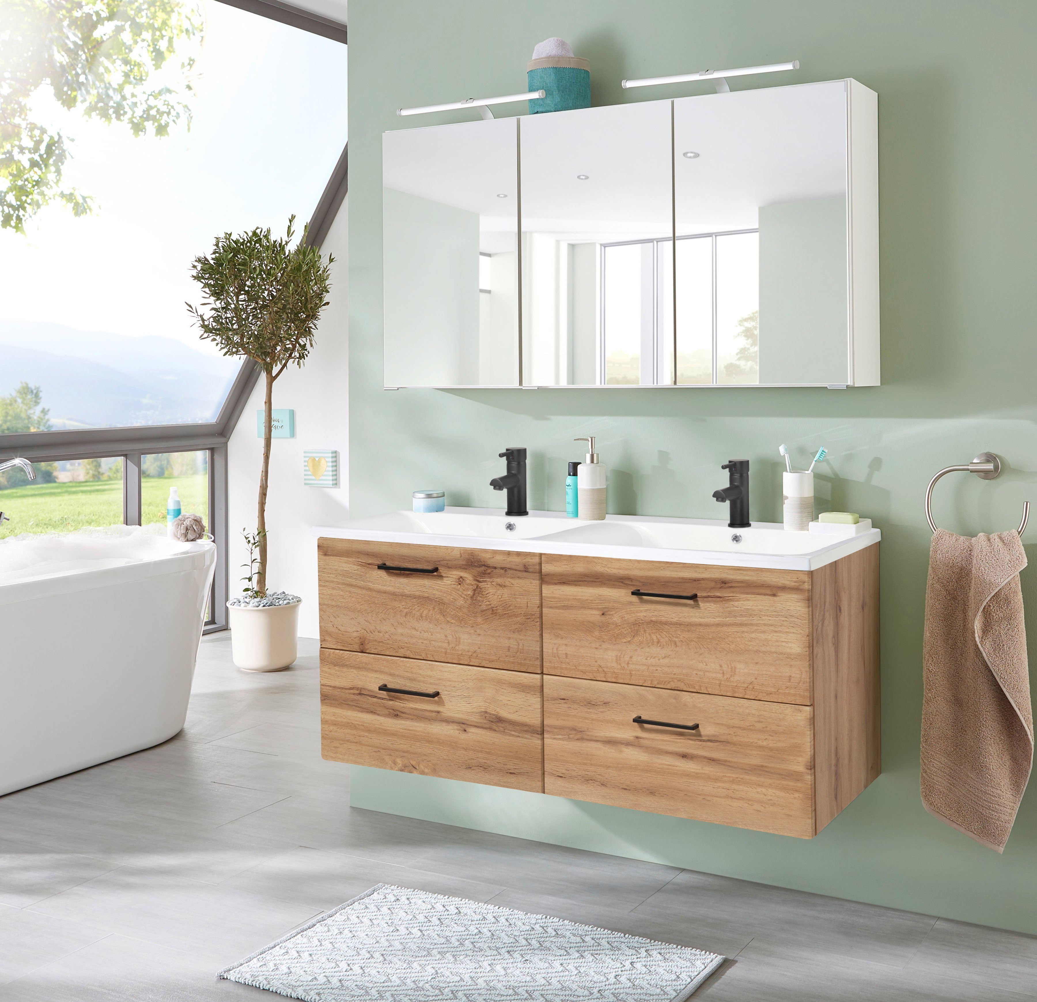 welltime Doppelwaschtisch Trento, verschiedene Ausführungen und Farben, Bad günstig online kaufen