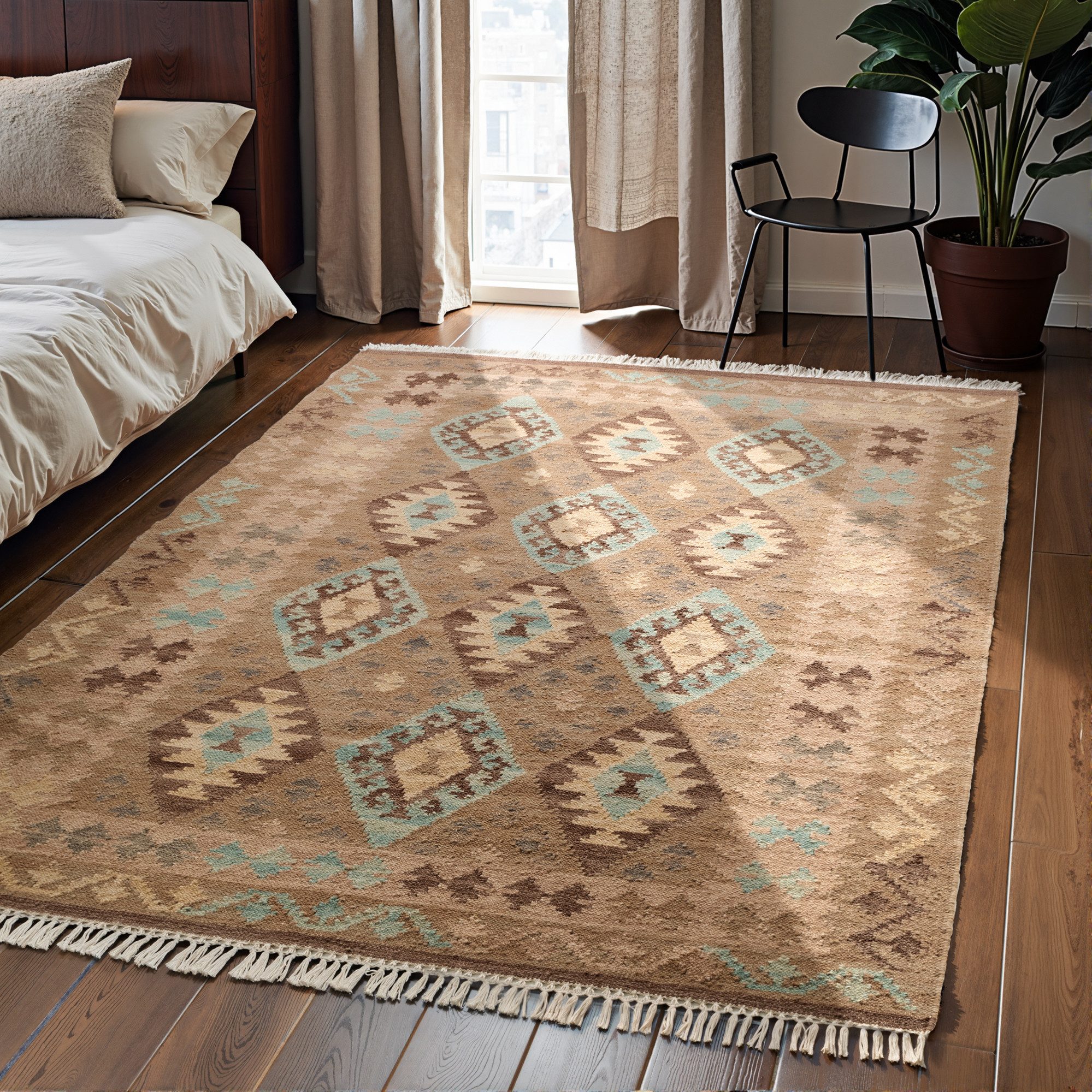 HANSE Home Teppich Kelim Dune, rechteckig, Höhe: 3 mm, Wolle, Baumwolle, Natur, Handgewebt, orientalisch, Boho, traditionell