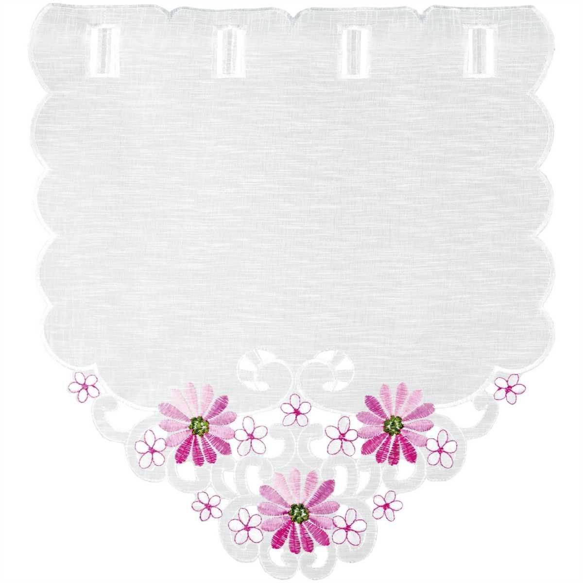 Vorhang, Arsvita, Stangendurchzug (1 St), transparent, Mini - Bistrogardine 35cm x 40cm (BxL), mit Stickerei mit vers. Applikationen Pink
