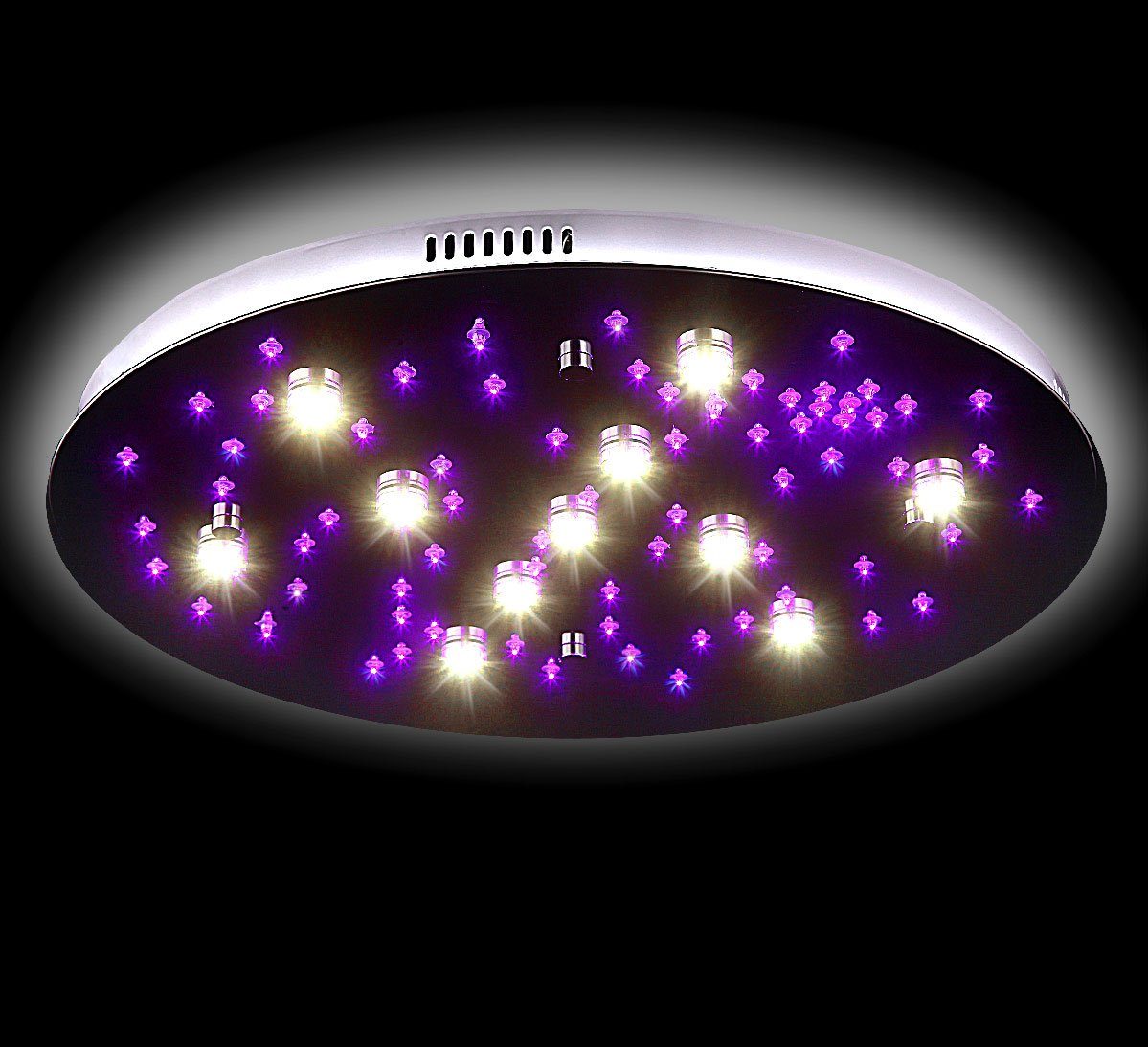 Lewima LED Deckenleuchte Stars, Sternenhimmel Deckenlampe mit RGB  Farbwechsel flach, LED für Hauptbeleuchtung in Warmweiß, Subbeleuchtung der  Decke in Kaltweiß, XL Ø60cm mit Fernbedienung und Stufenschaltung