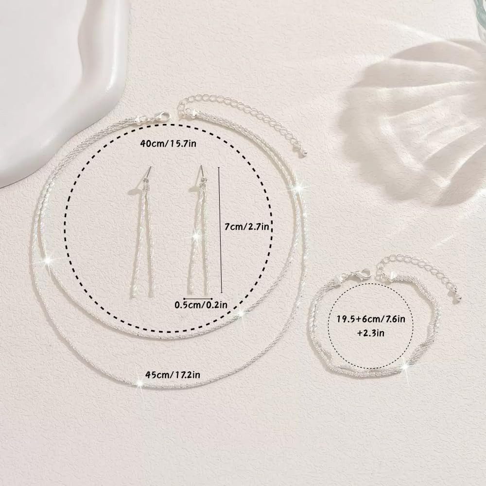 Bextsrack Schmuckset Damenschmuck-Set, 3-teilig mit Ohrringen, Halskette und Armband