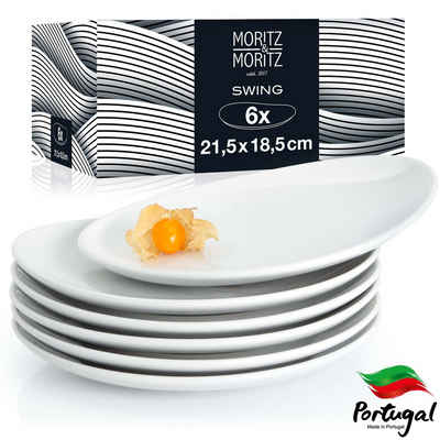 Moritz & Moritz Frühstücksteller Teller Geschirr Set weiß, (6 St), geeignet für Mikrowelle und Spülmaschine