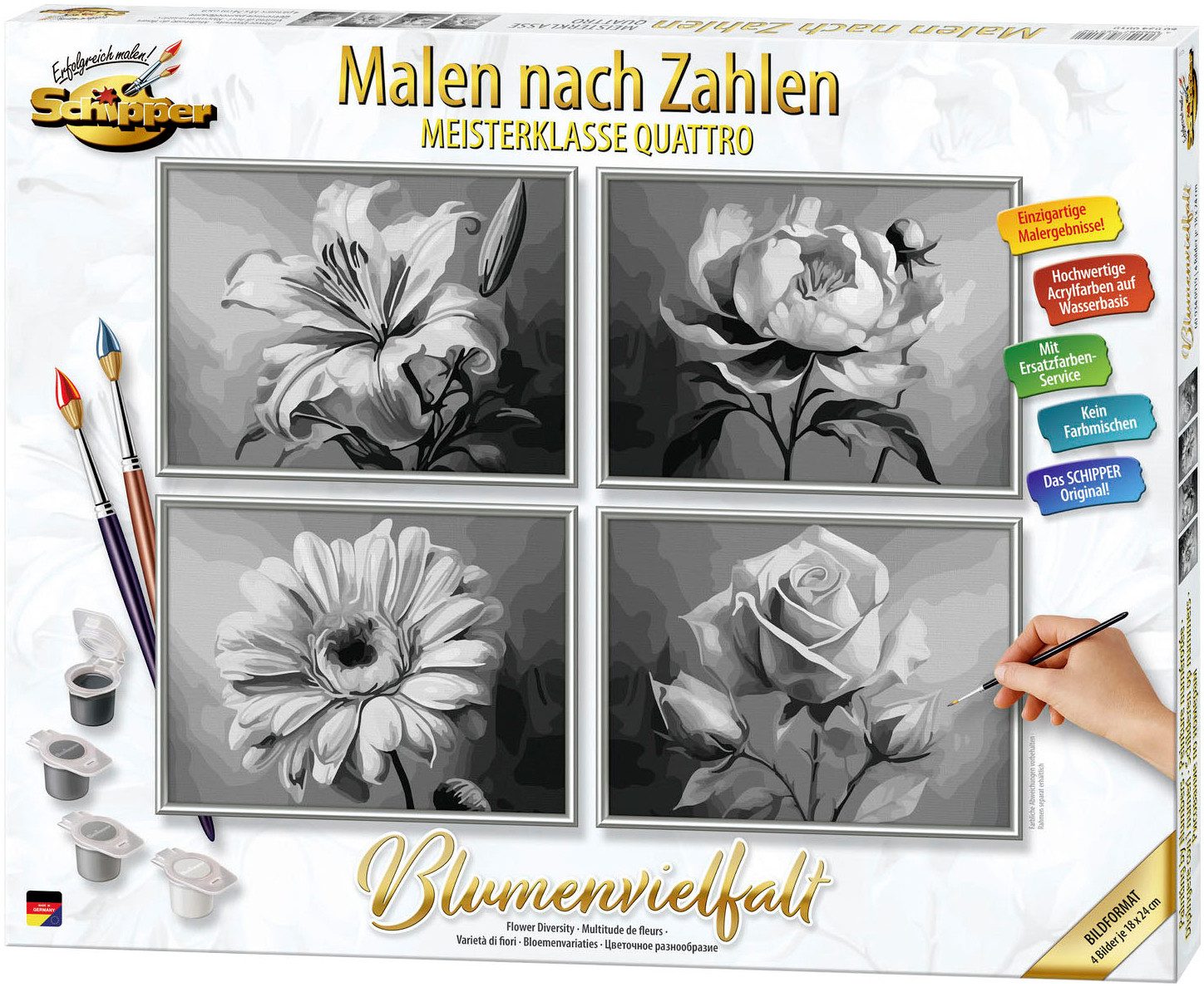 Schipper Malen nach Zahlen Meisterklasse Quattro, Blumenvielfalt, Made in Germany