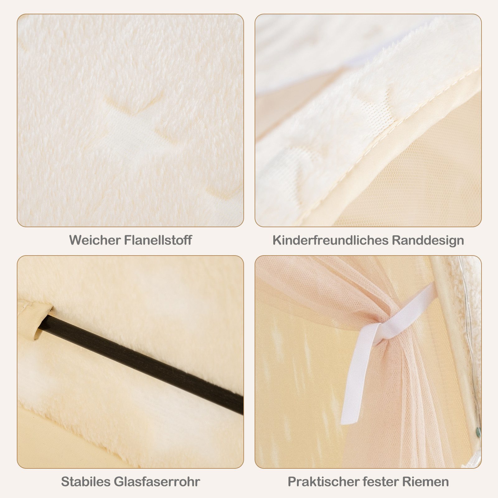 COSTWAY Bed Tent Magic Play Tent with Glow-in-the-Dark Stars & Net Curtains