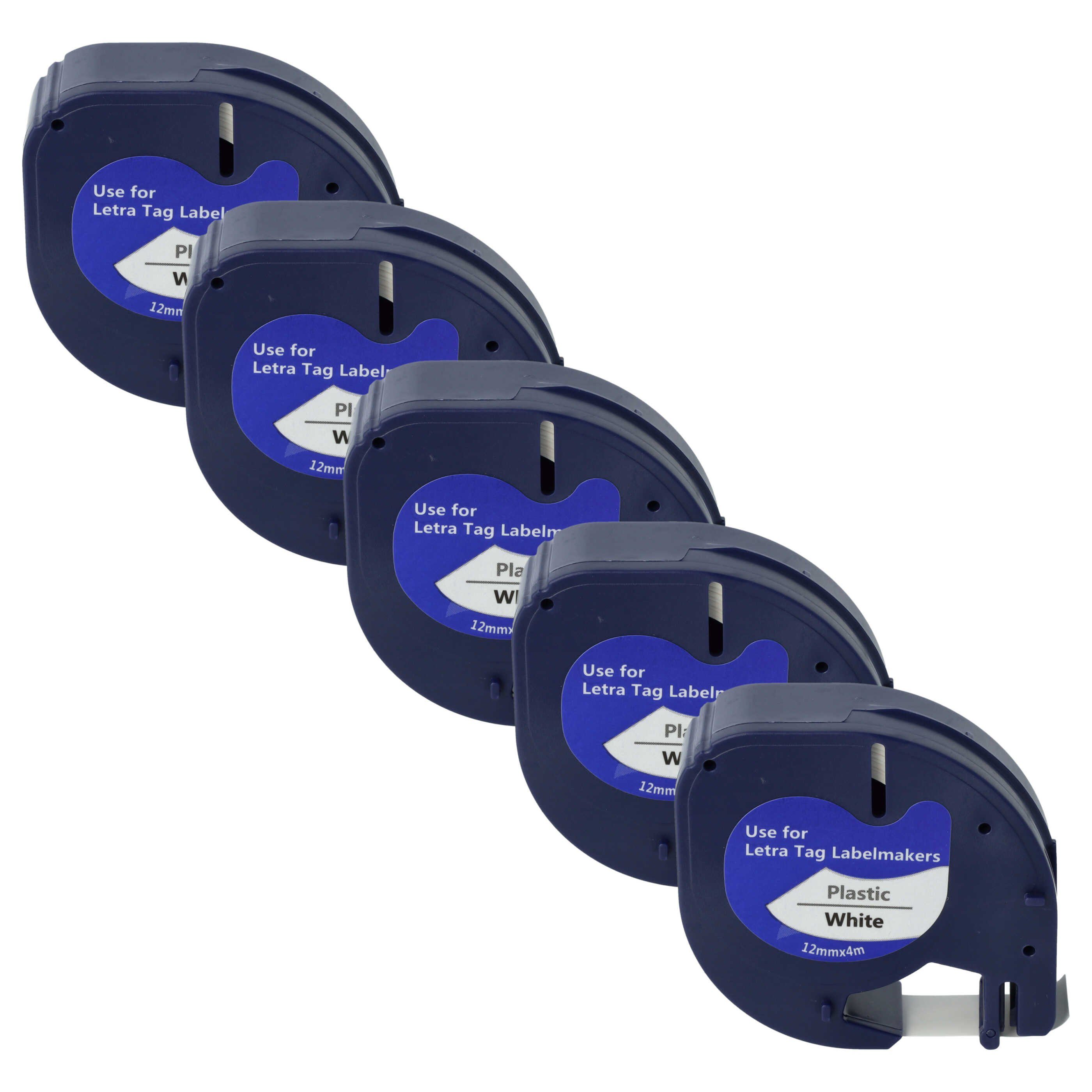 vhbw Beschriftungsband passend für Dymo LetraTag LT-100H, LT-100T, QX50, XR, 200B, Hochwertige Patronen für Ihren Etikettendrucker, Kompatibel und