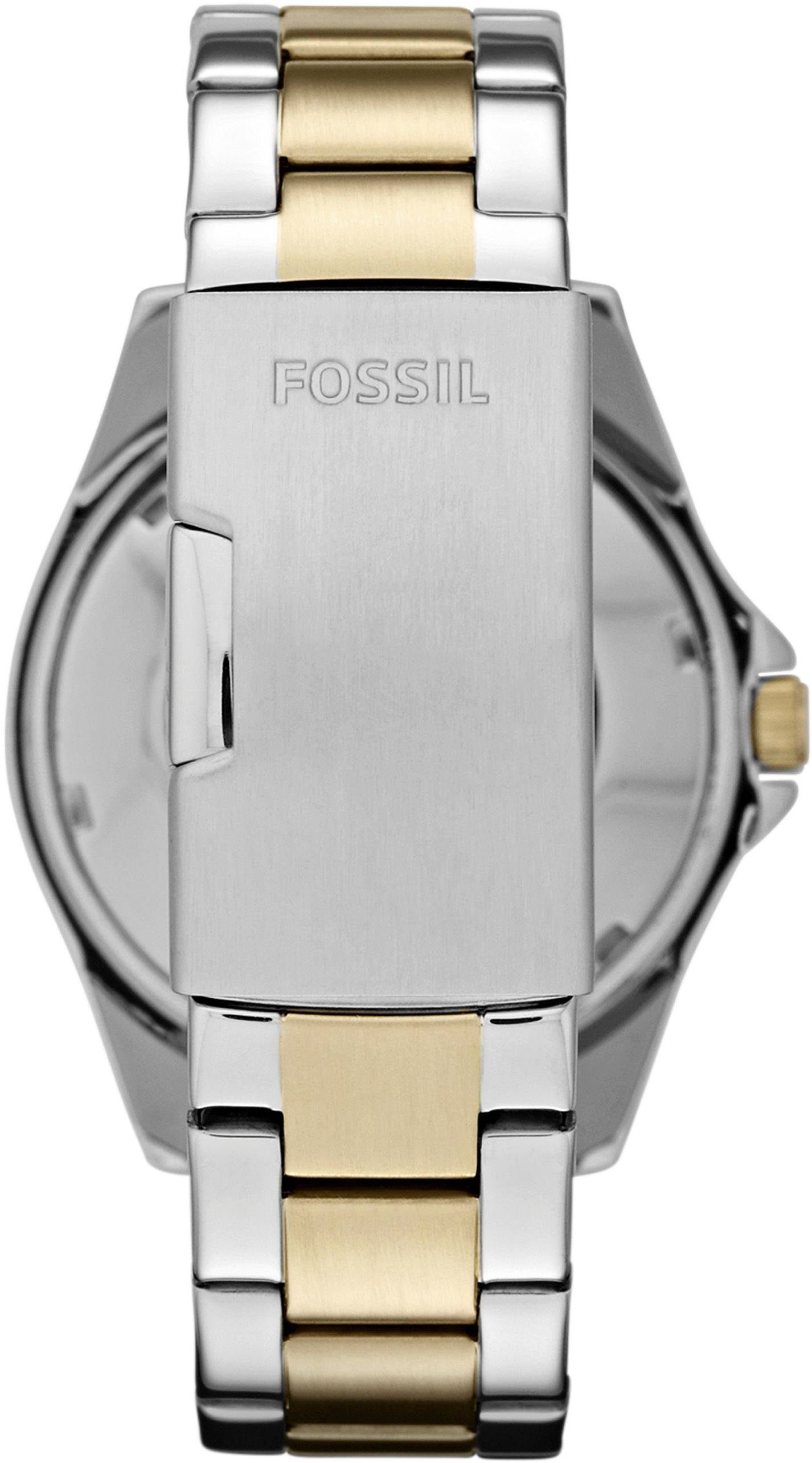 Fossil Multifunktionsuhr RILEY ES3204, Quarzuhr, Armbanduhr, Damenuhr, Datum, Edelstahlarmband, Glassteine