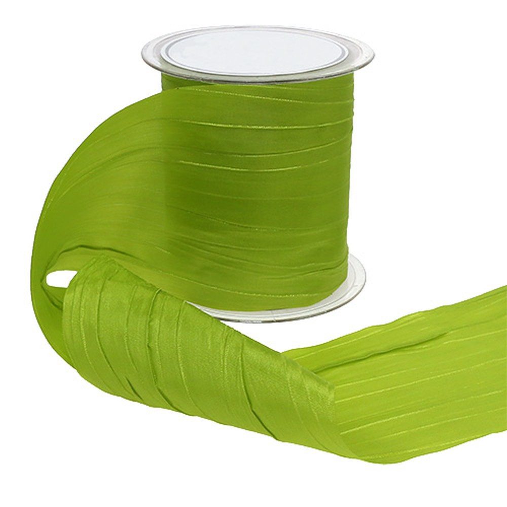 Mabella Decorbänder GmbH Tischläufer Tischband "Crash" Grün 100mm x 15m - Dekoratives Satinband für