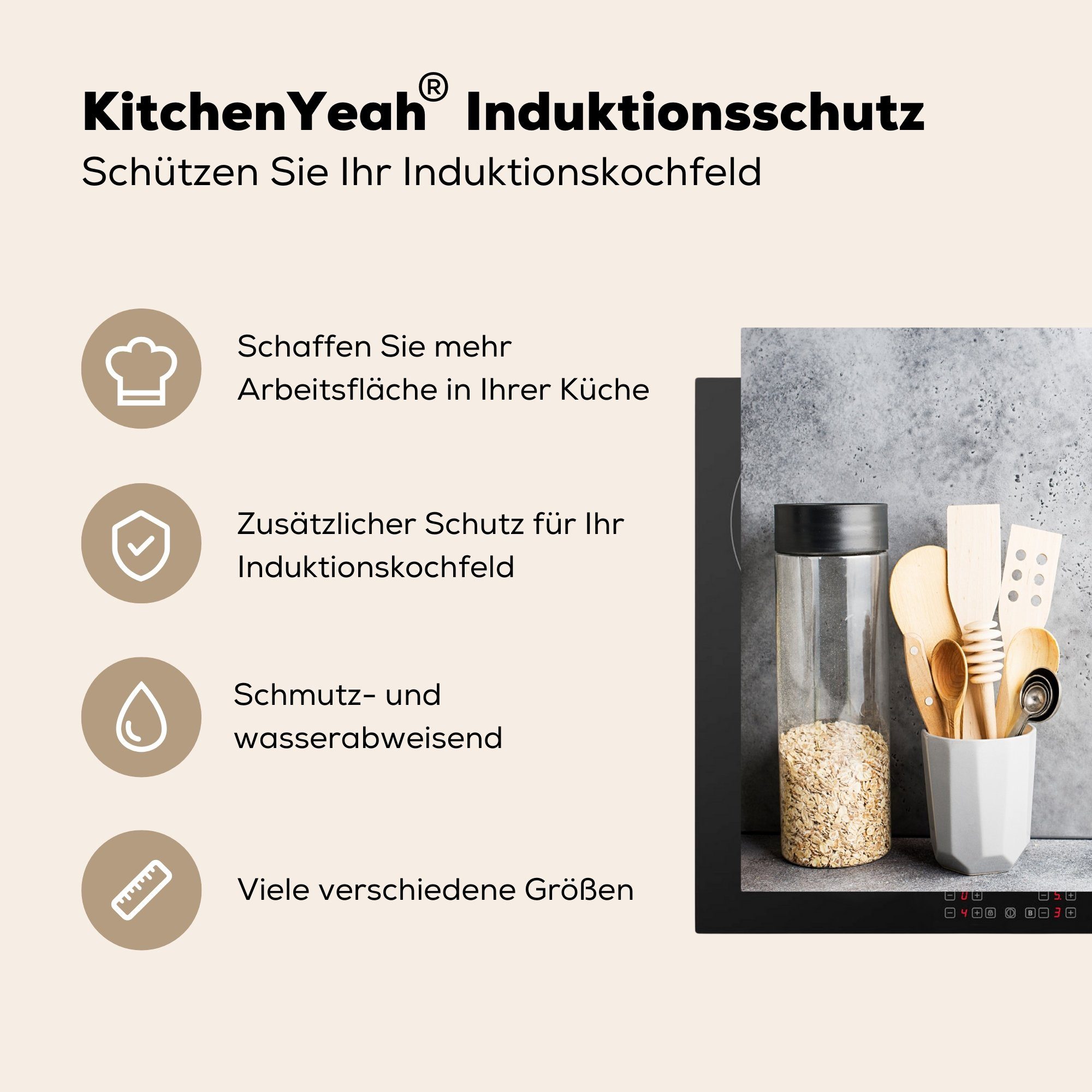 Müsli - Induktionskochfeld Herdblende-/Abdeckplatte für Küchen Induktionsherd, tlg), Spatel Küchenutensilien, Dekoration (1 MuchoWow 58x51 - Vinyl, cm,