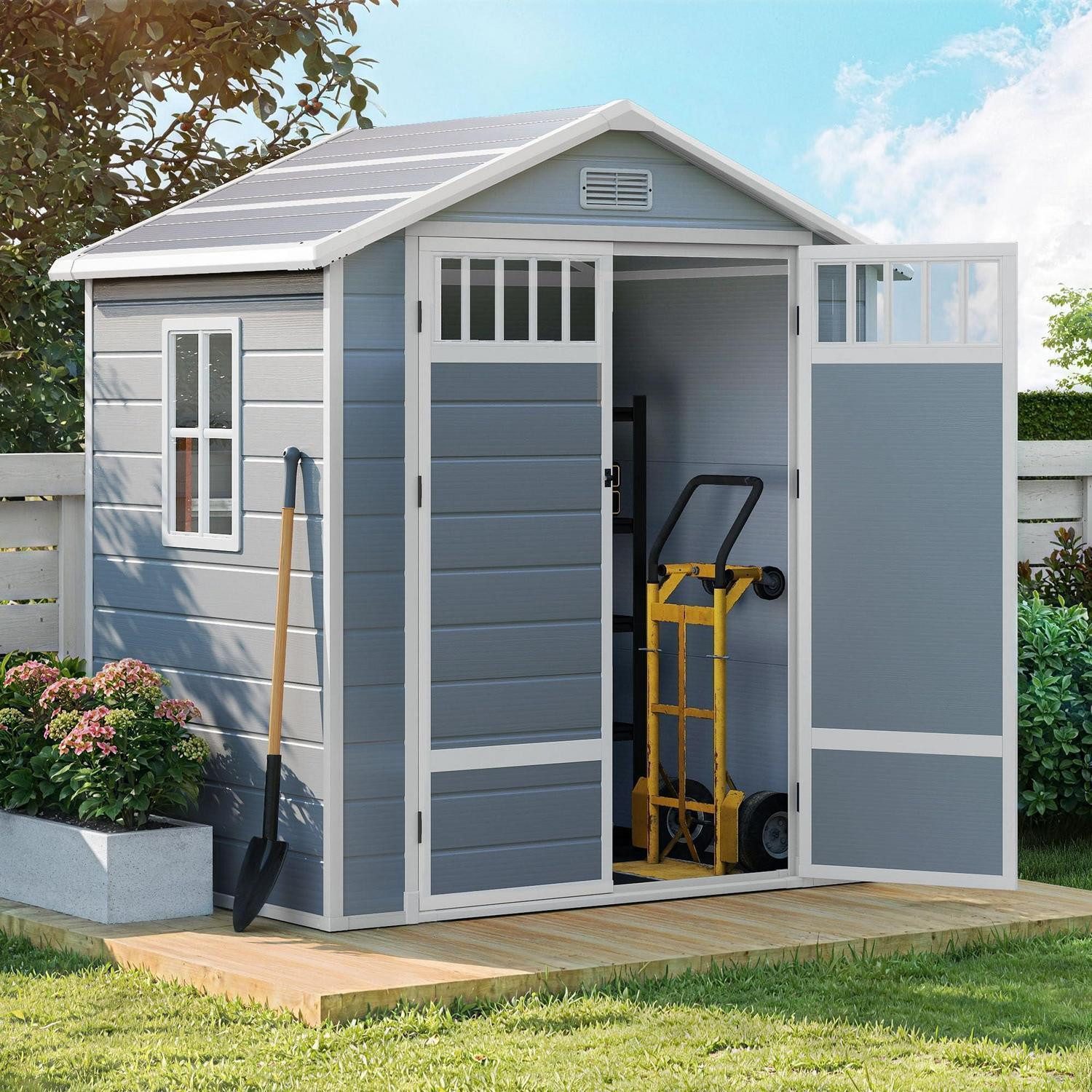 LuxusKollektion Gerätehaus Gartenhaus 6x4,4 Grau, (1 St)