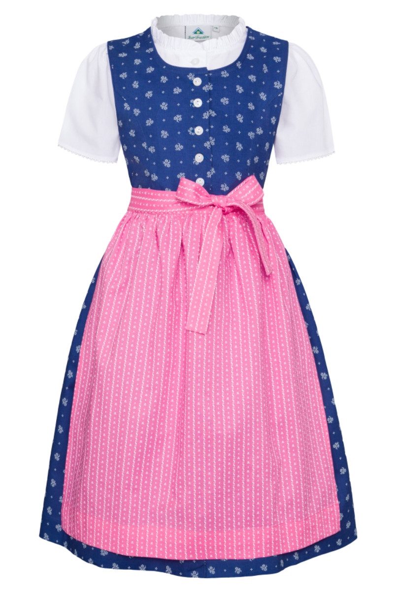 Isar-Trachten Dirndl Kinderdirndl 3tlg. - CATALANA - blau/rosa