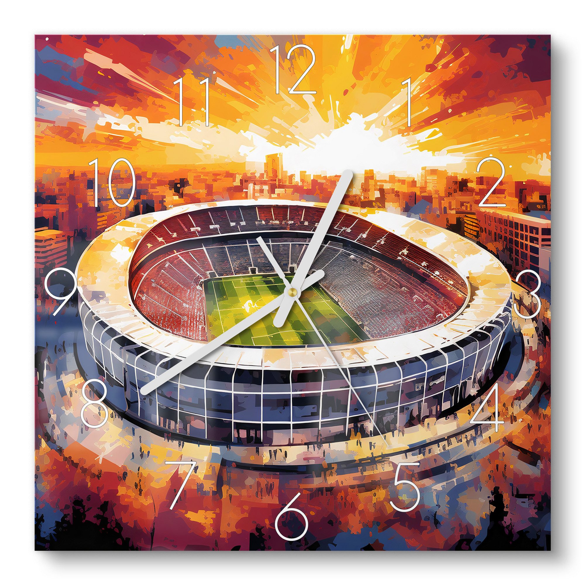 DEQORI Wanduhr 'Stadion Real Madrid' (Glas Glasuhr modern Wand Uhr Design Küchenuhr)
