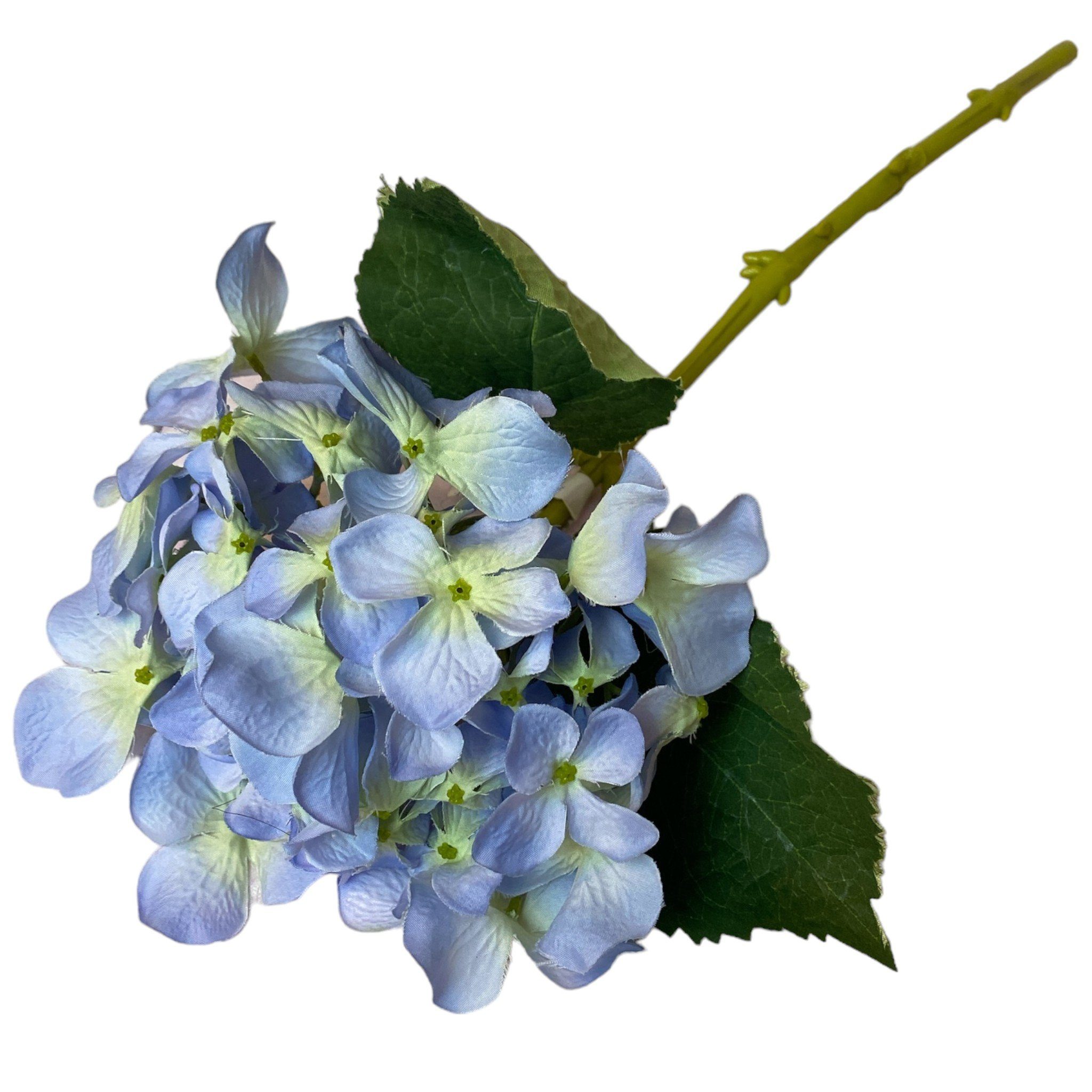 Kunstblume Künstlicher Zweig Hortensie Blume Flieder Blau 45cm, Florissima