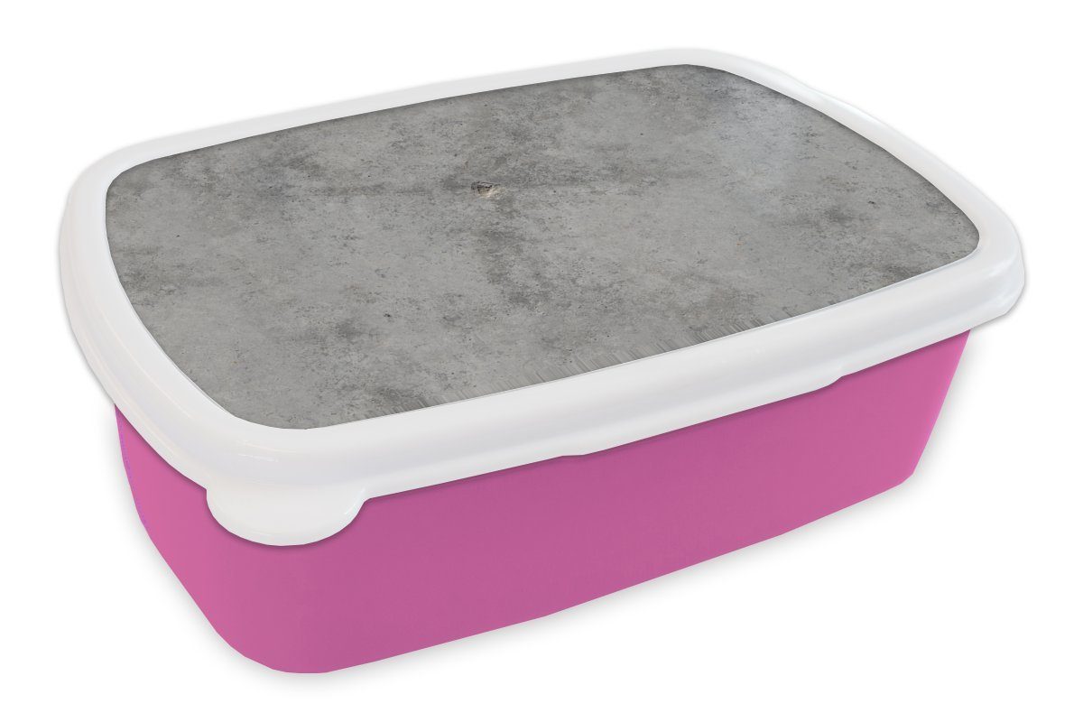 MuchoWow Lunchbox Beton - Grau - Muster, Kunststoff, (2-tlg), Brotbox für Erwachsene, Brotdose Kinder, Snackbox, Mädchen, Kunststoff rosa