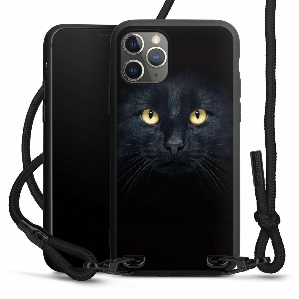 DeinDesign Handyhülle Katze Auge schwarz Tom Cat, Apple iPhone 11 Pro  Premium Handykette Hülle mit Band Cover mit Kette