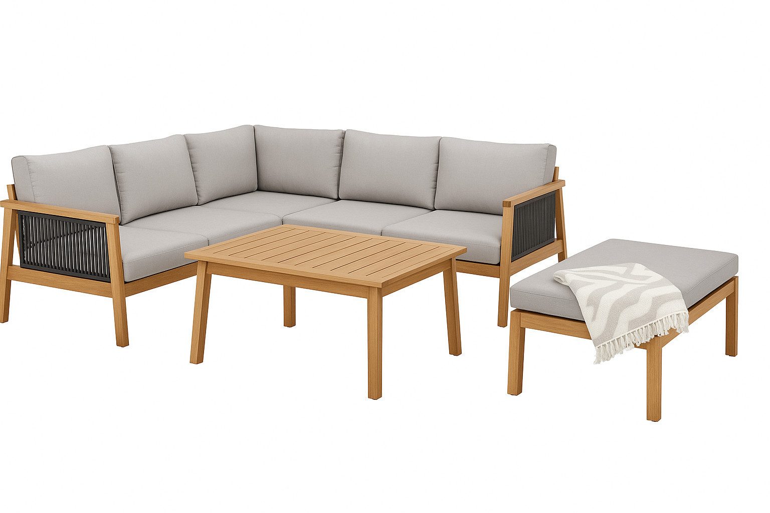 Greemotion Gartenlounge-Set [Monaco] Lounge-Set Aluminium, (5-tlg), inkl. Hockerbank