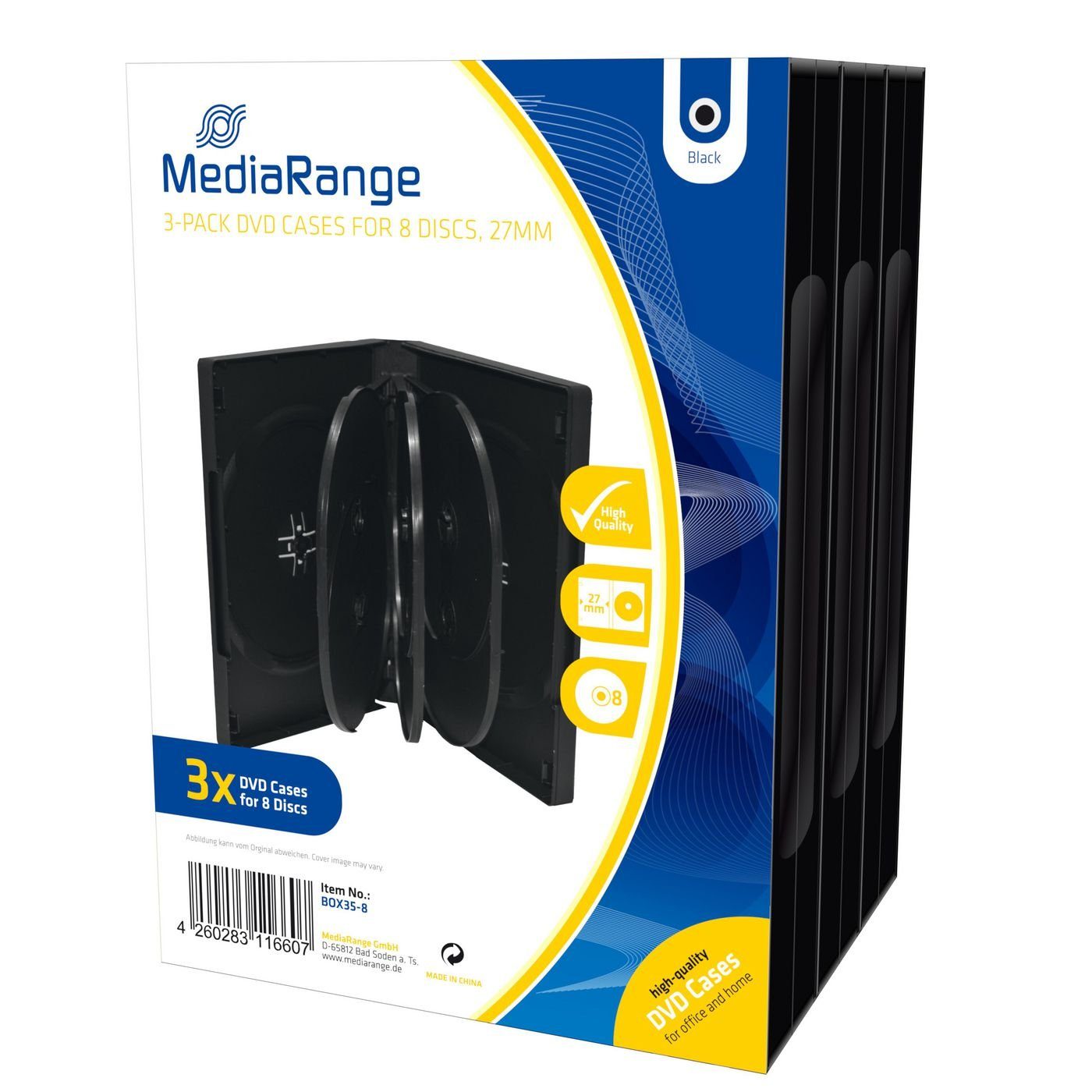 Mediarange Notebook-Rucksack MEDIARANGE DVD-Leerhülle für 8 Dics 27mm schwarz 3pcs