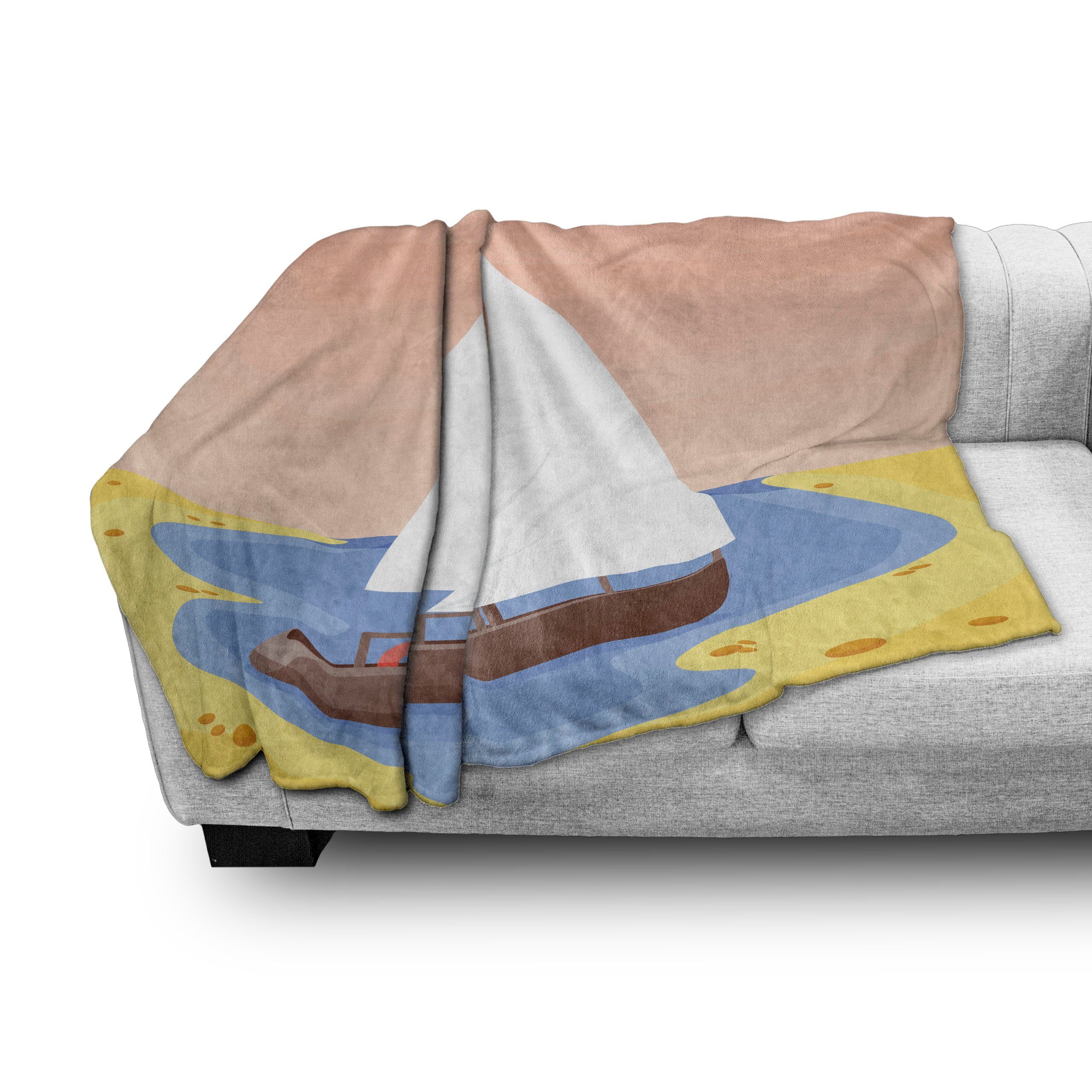 Pastellsegelboot einer Wohndecke Außenbereich, für Plüsch den Gemütlicher Innen- und in Bucht Abakuhaus, Marine