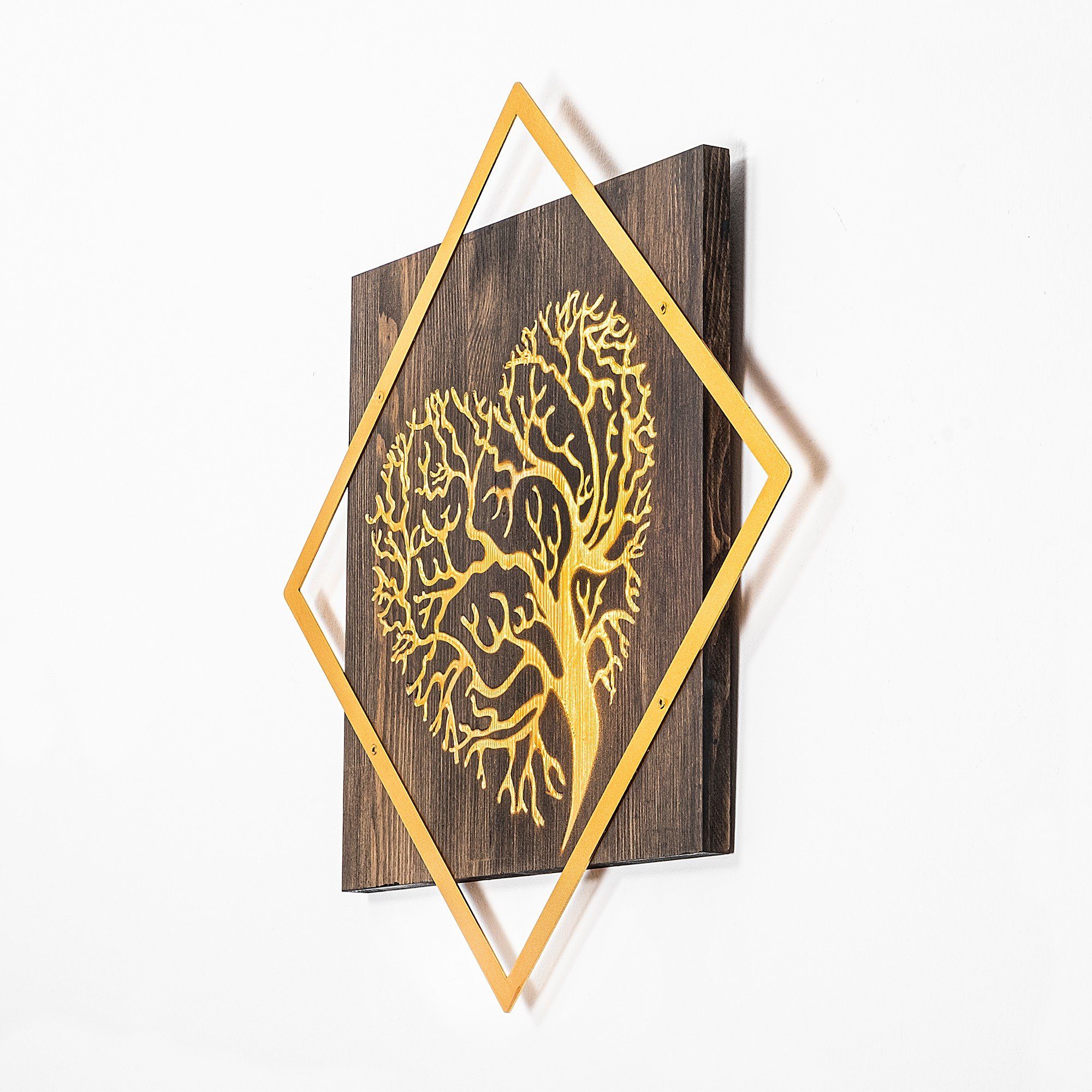Wallity Wanddekoobjekt Holz 50% 54 Nussbaum,Gold, 54 SKL2254, x cm,