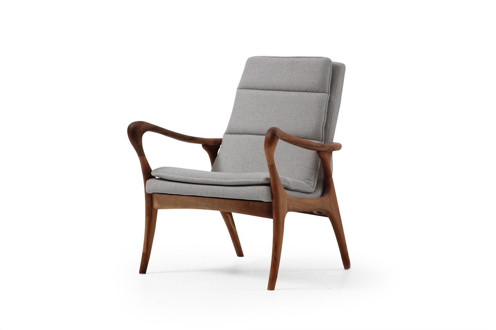 Xlmoebel Sessel Ohren Grau aus Polyester für modernes Wohnzimmer 1 Sitzer (1-St), Made in Europa