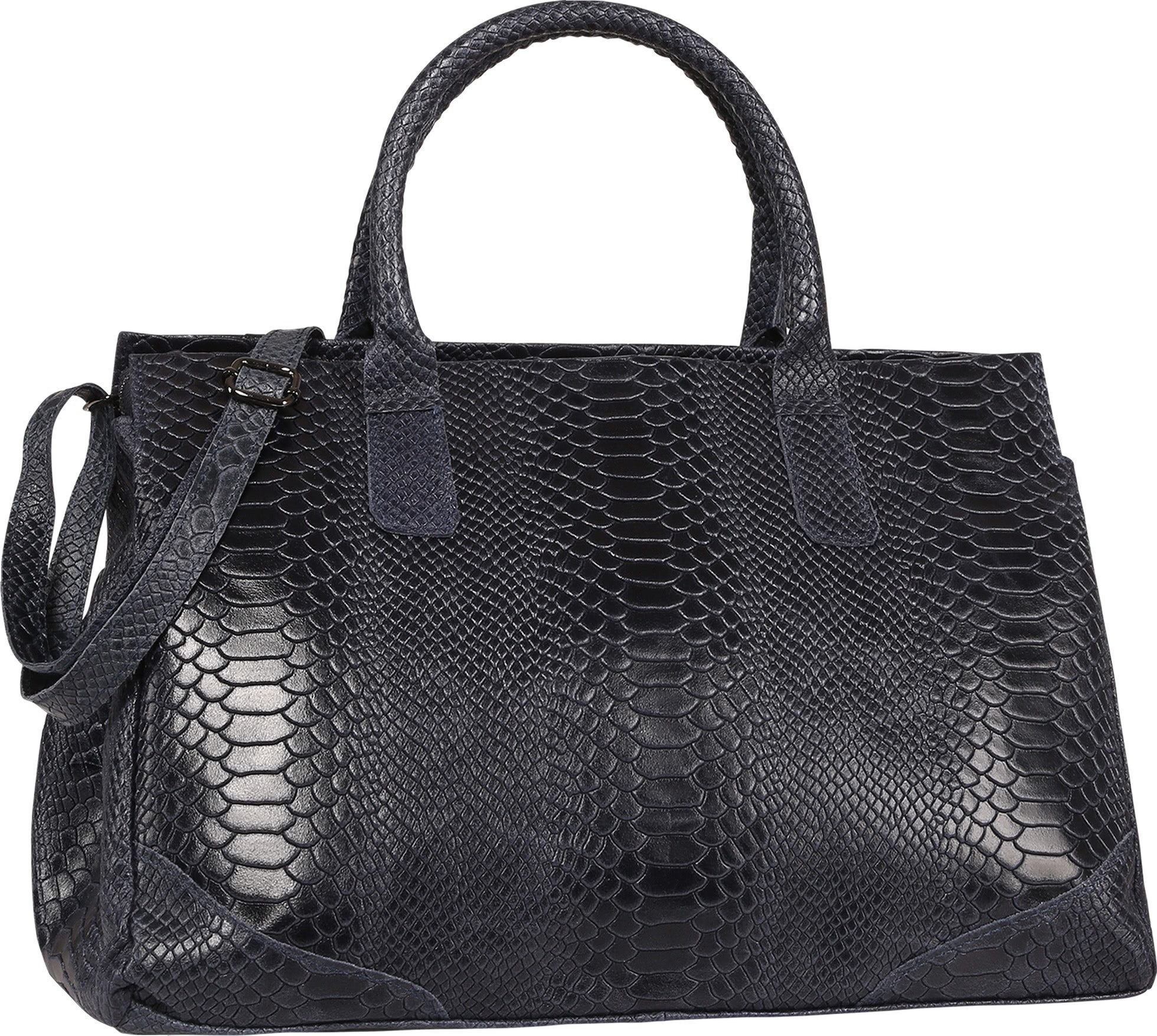 Toscanto Henkeltasche Toscanto Damen Henkeltasche Leder Tasche (Henkeltasche), Damen Leder Henkeltasche, dunkelblau ca. 40cm