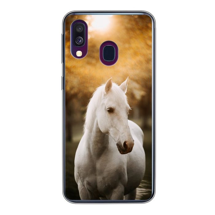 MuchoWow Handyhülle Pferd - Sonne - Herbst - Tiere - Natur Handyhülle Samsung Galaxy A40 Smartphone-Bumper Print Handy