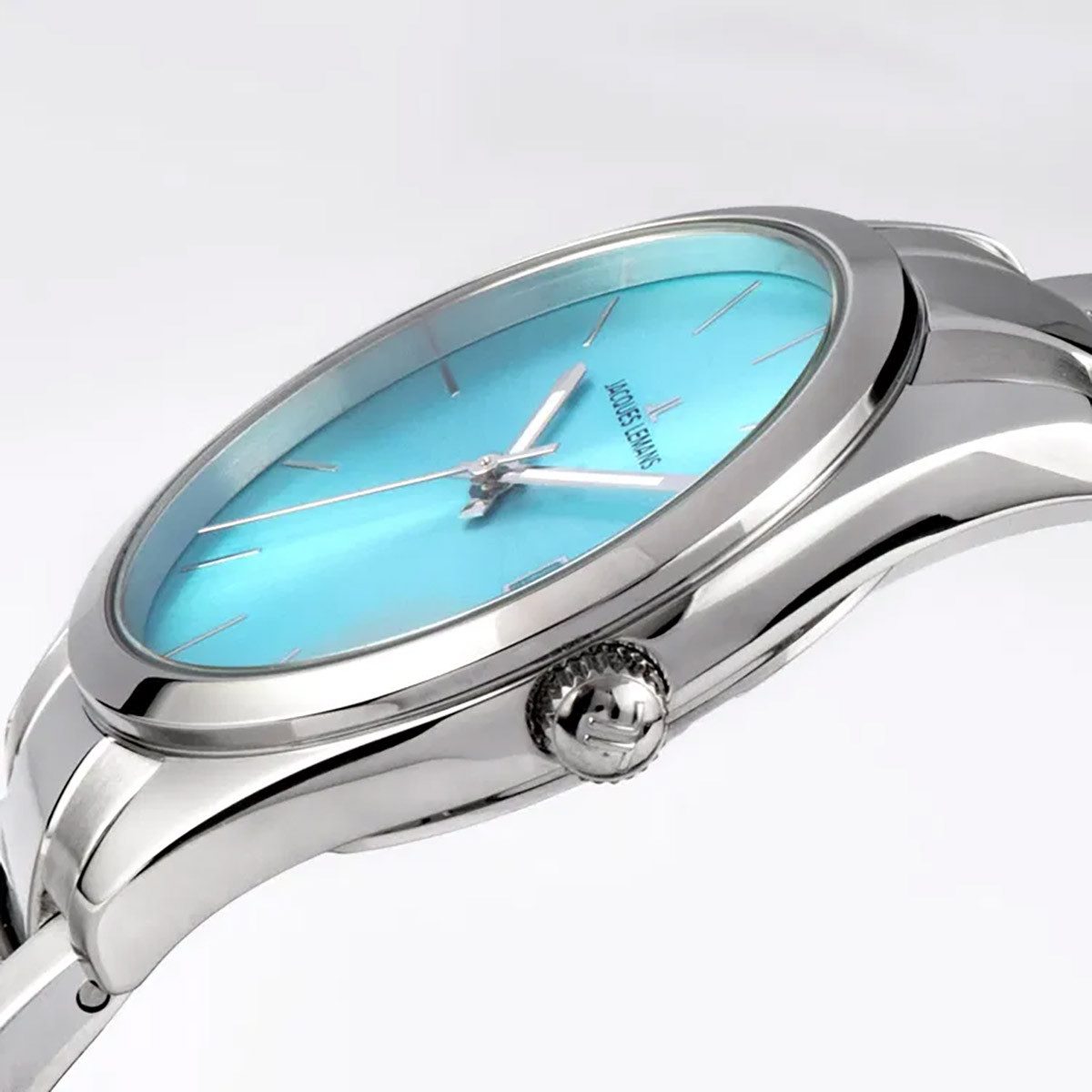 Jacques Lemans Quarzuhr 1-1878C, Damenuhr Derby Edelstahl/Türkis